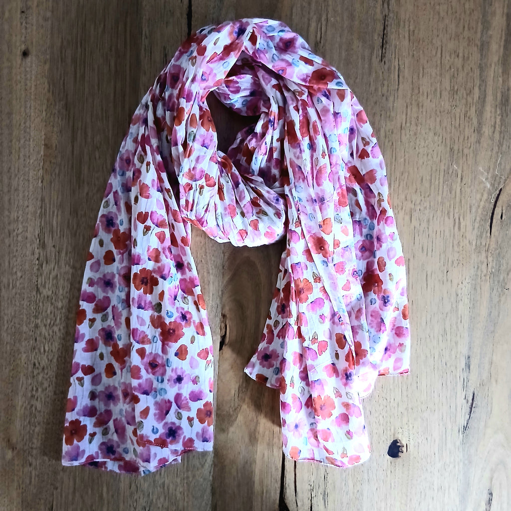 Palme Wild-Flowers Pure Cotton Scarf - 65919