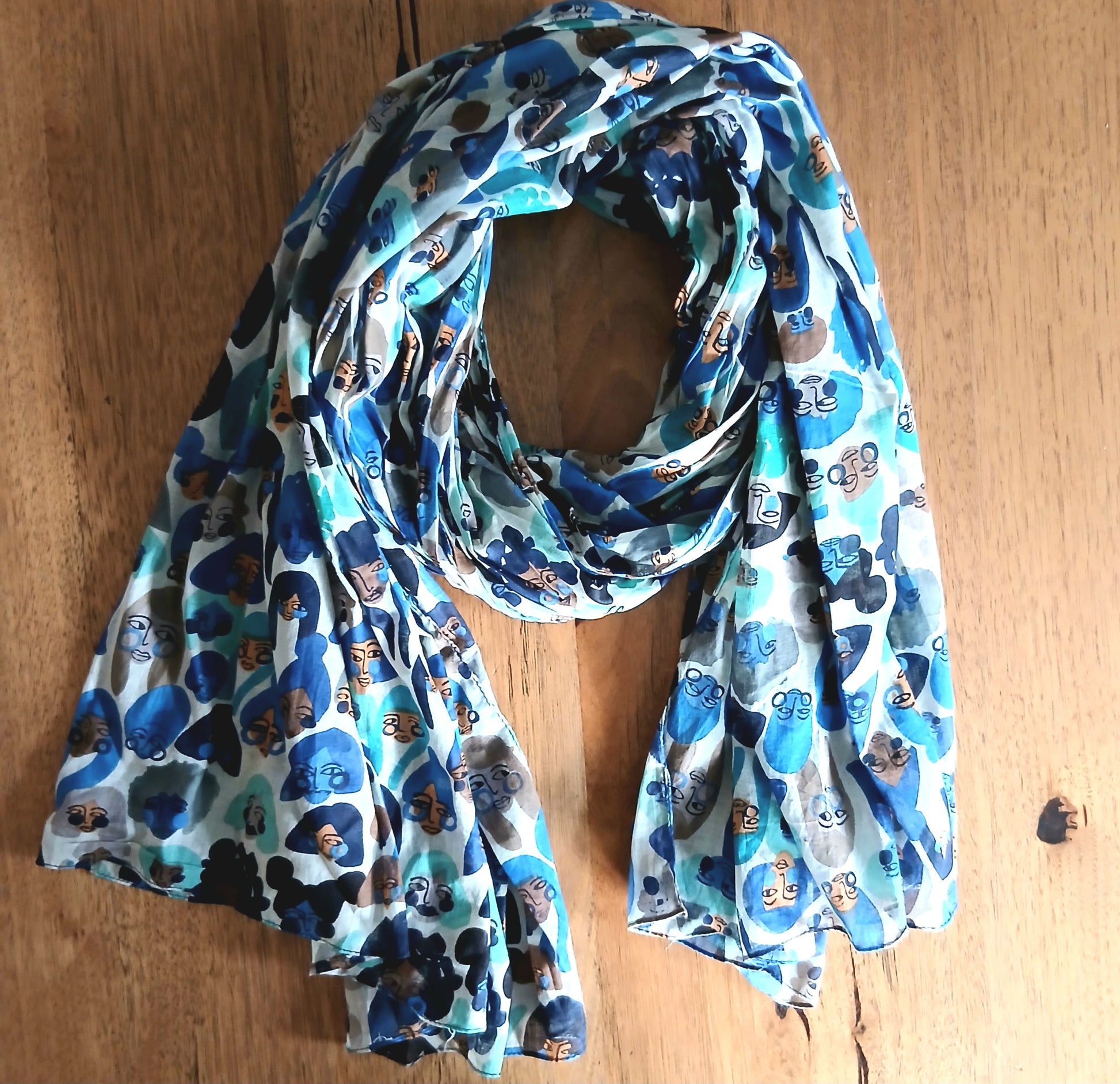 Palme Cotten Printed Scarf Quirky Faces - 65924