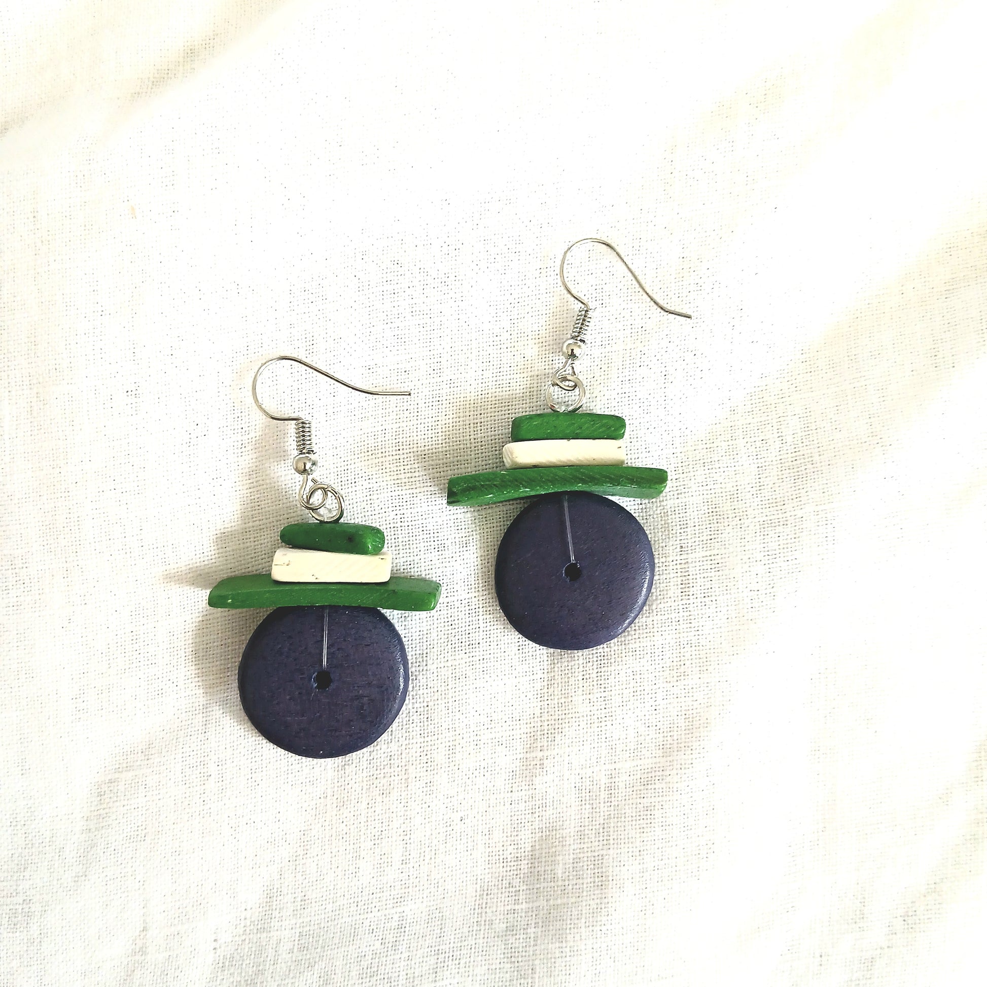 PRE-ORDER Wooden Hat Beaded Earrings E7-1475