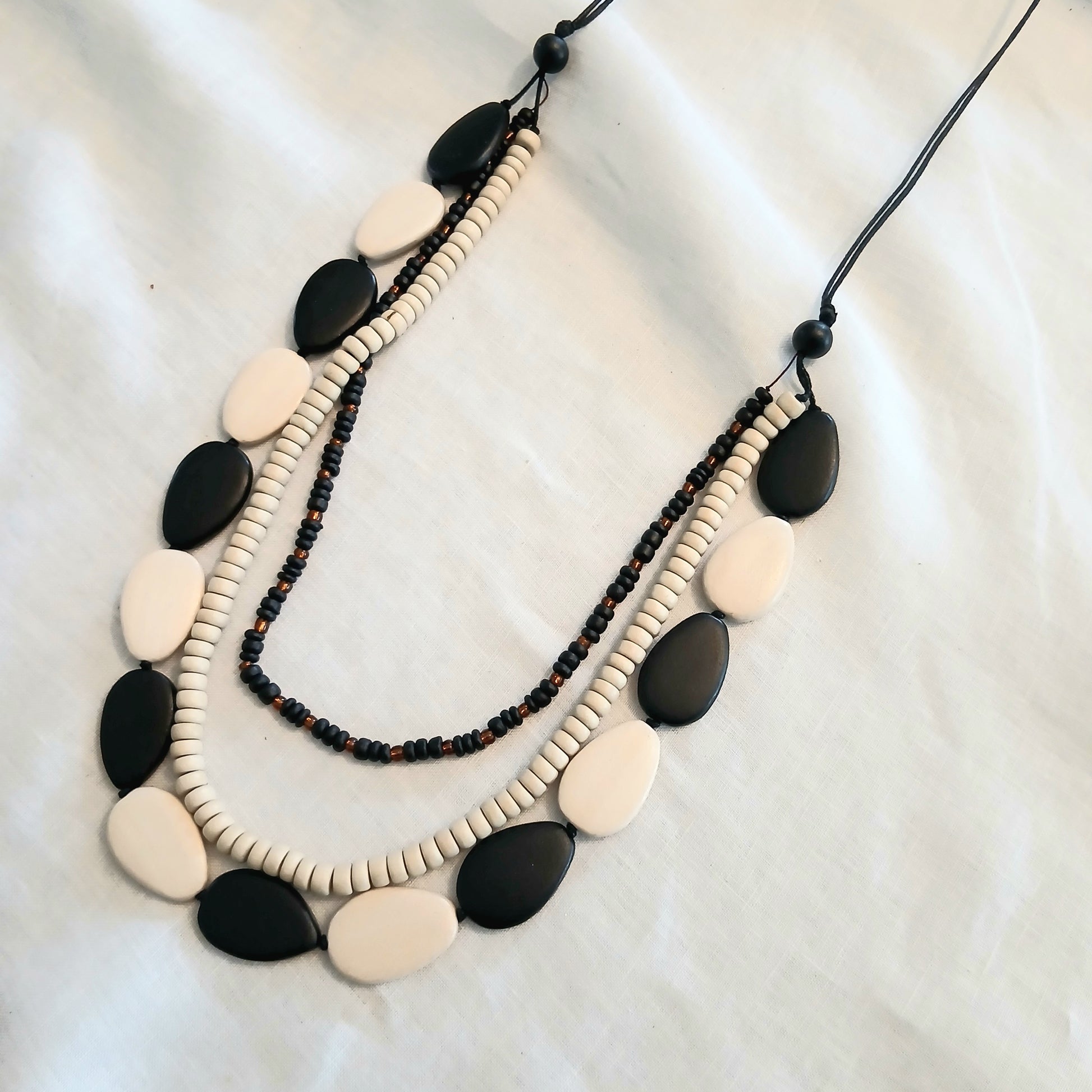 Chunky 3-Layered Wooden Beaded Necklace SN6-5396AB