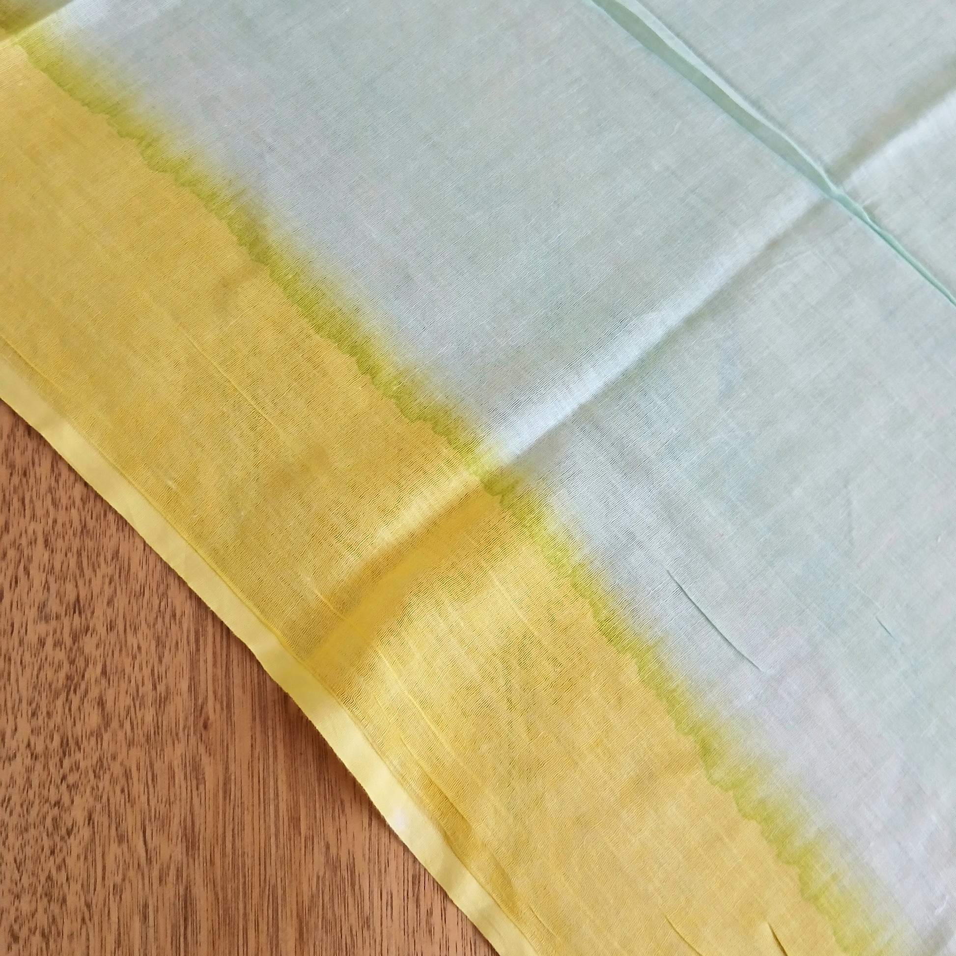 Cotton Printed Ink Sarong Scarf - Aqua / Yellow 16342