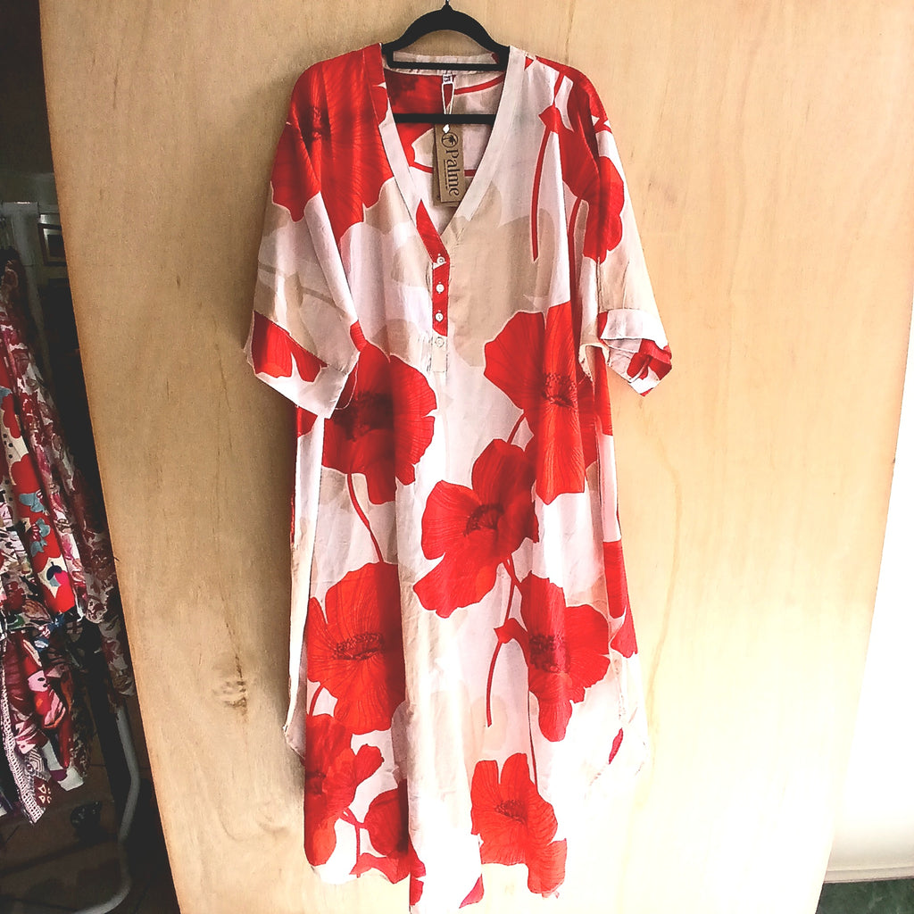 PRE-ORDER Free Size Long Dress 3 Buttons with Pocket 67010