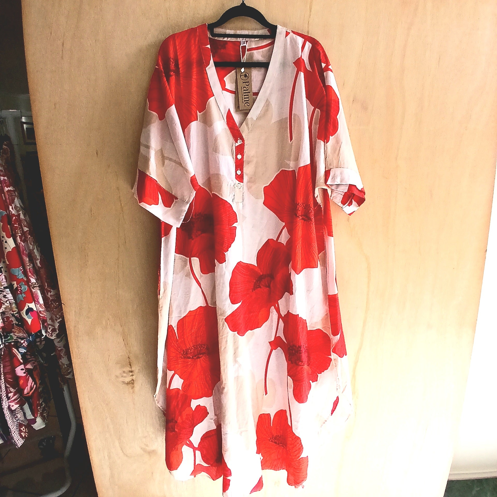 PRE-ORDER Free Size Long Dress 3 Buttons with Pocket 67010