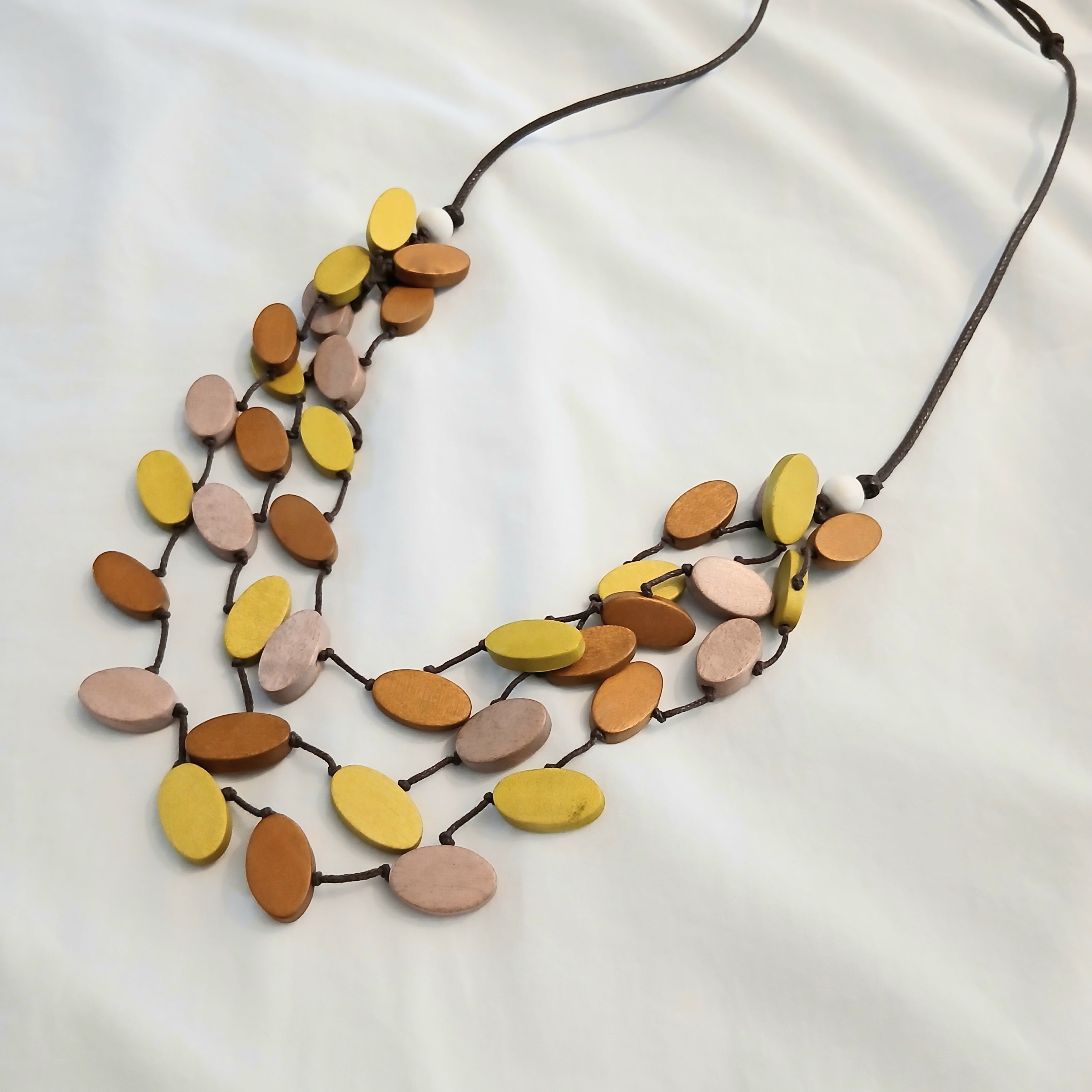 PRE-ORDER Layered Leaf Wooden Beads Necklace N7-1497EJH