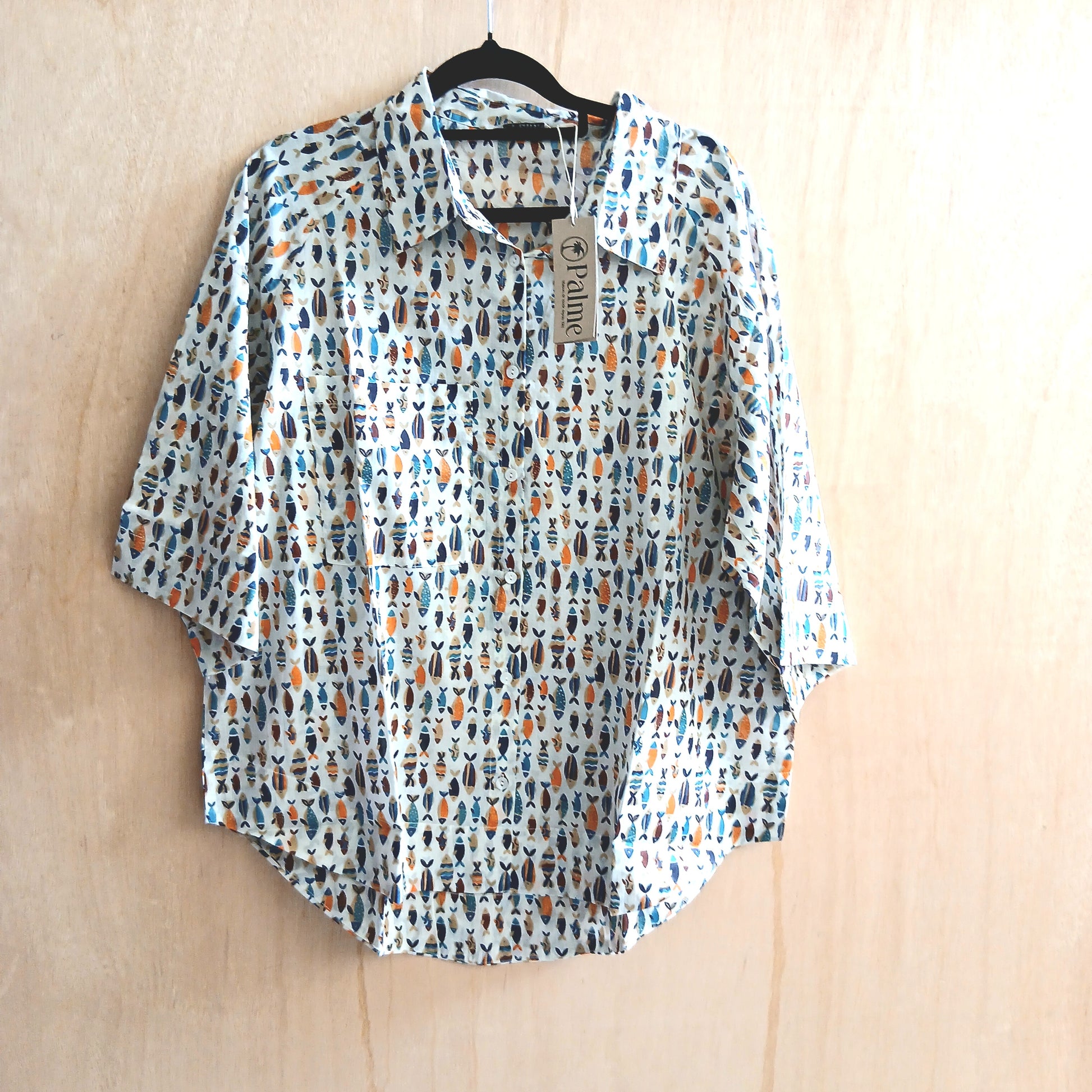 PRE-ORDER Short Sleeved Printed Cotton Shirt 67147