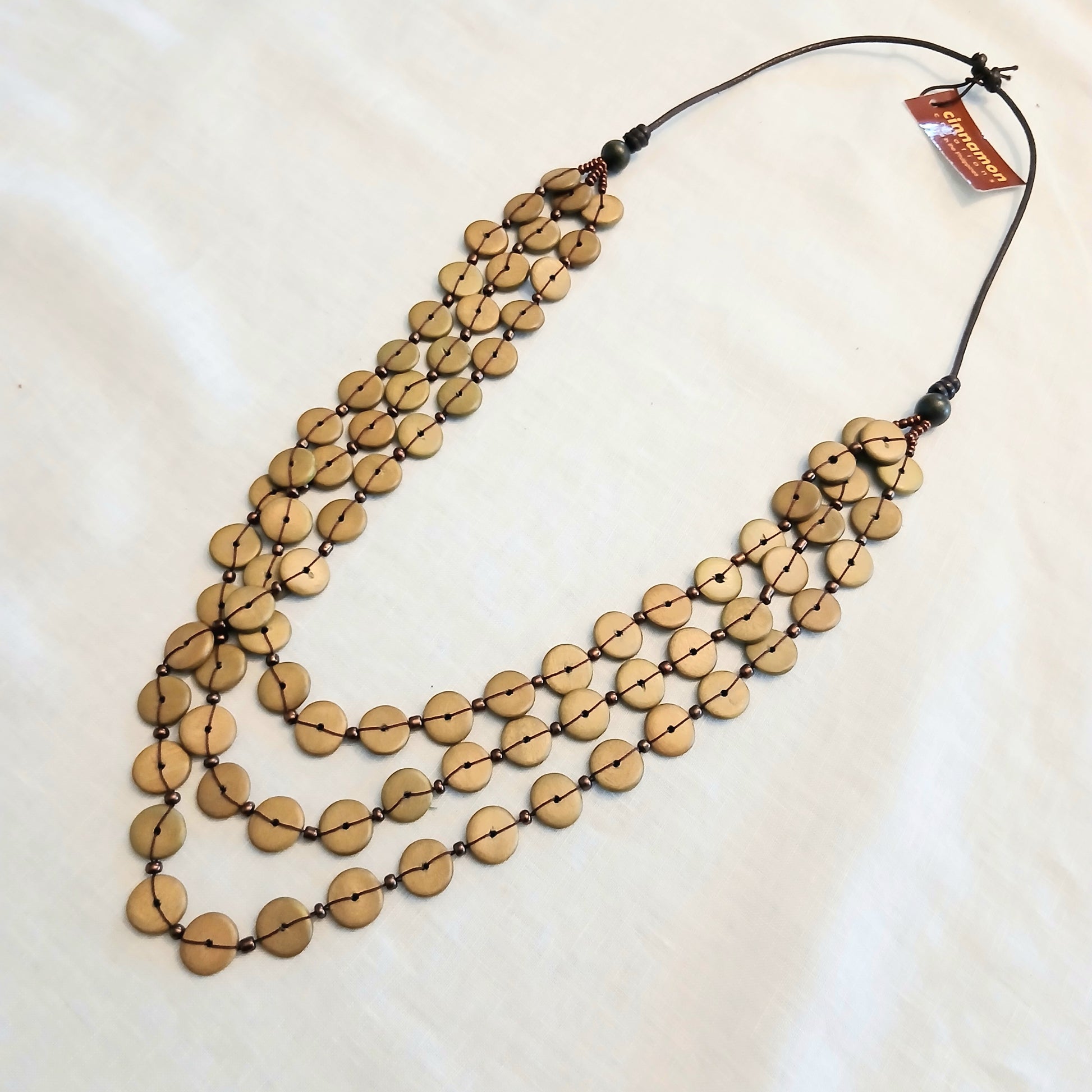 Layered and Embroidered Wooden Beaded Necklace N7-461