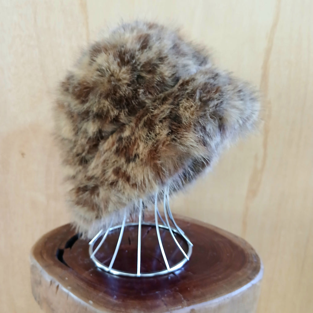 Pre-Order Extra Fluffy Faux Fur Bucket Hat Leopard 7548