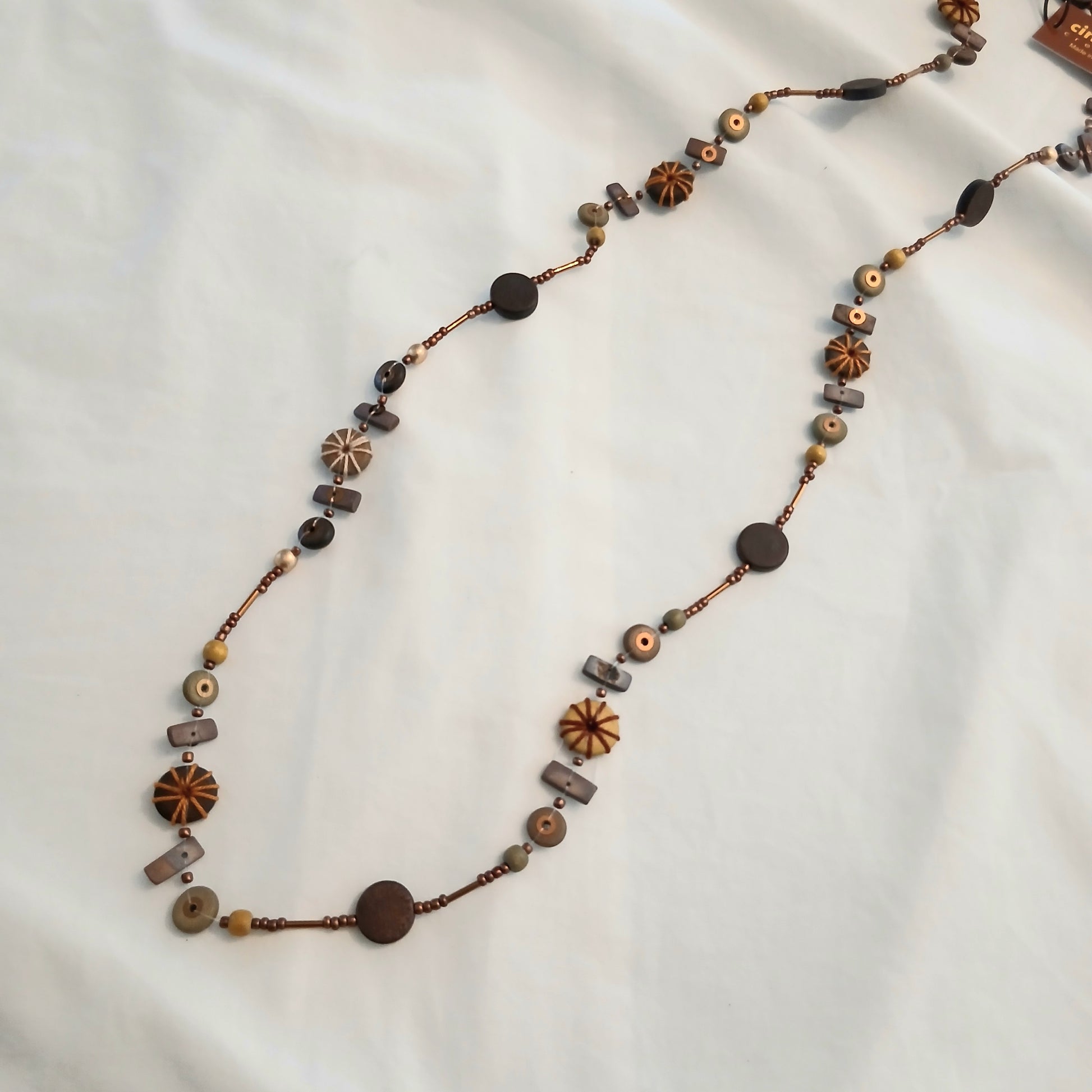 PRE-ORDER Long Wooden Beaded Natural Necklace N7-1968MHN