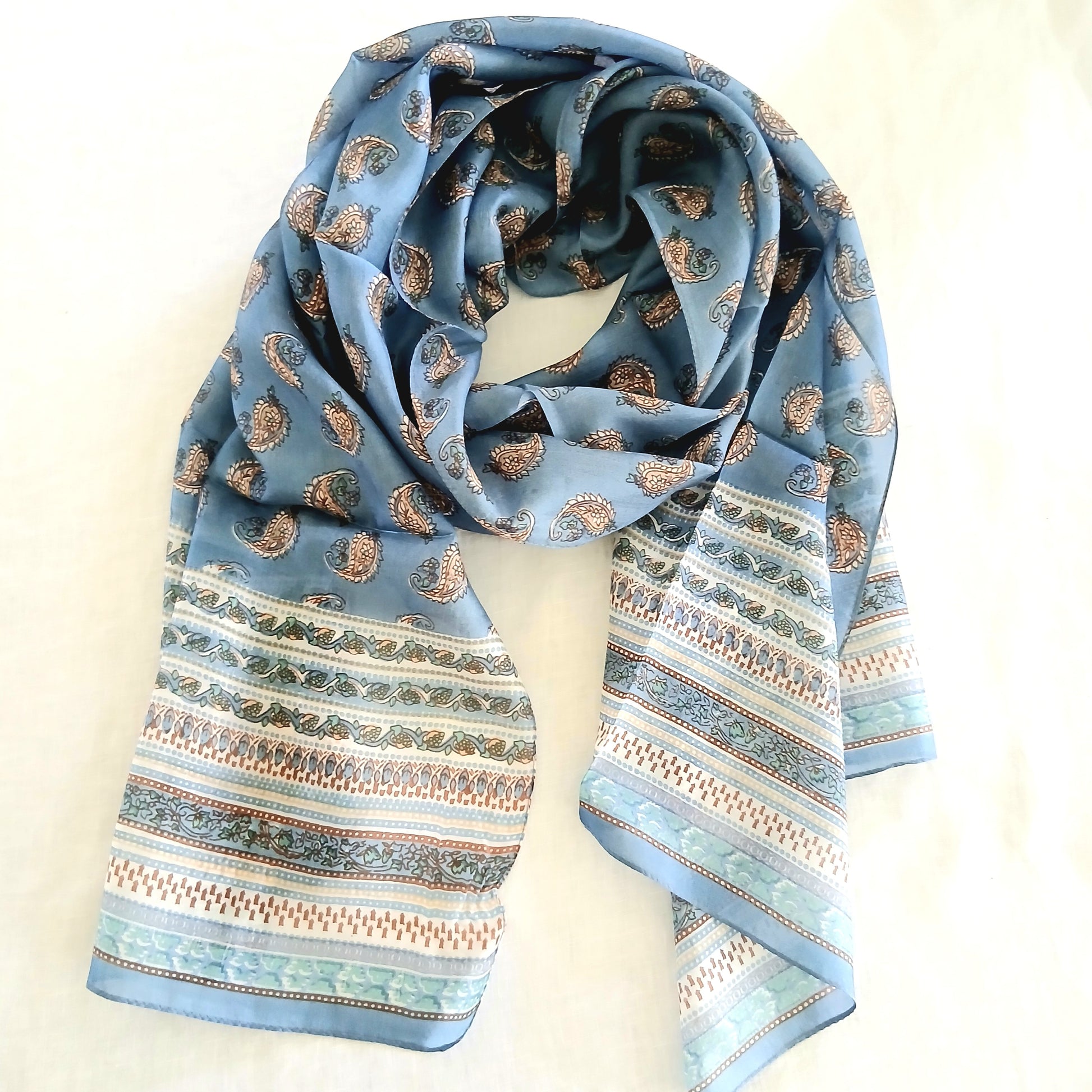 Silk Scarf - Silver and Blue ZS-1015/L