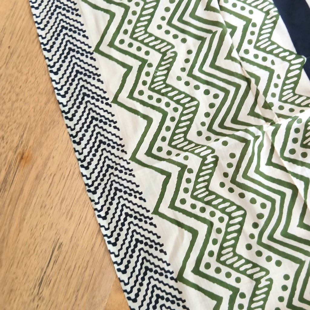 Block with Zig Zag Print Pure Cotton Scarf - 64735