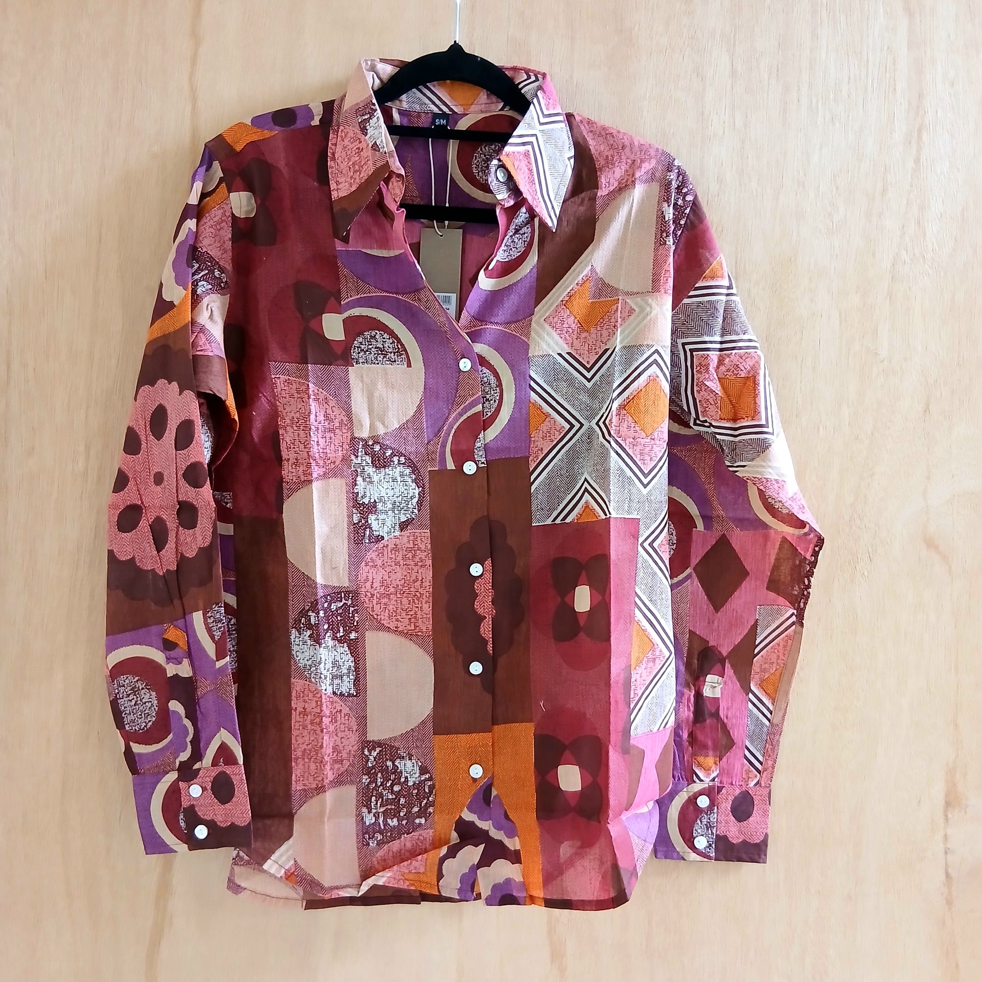 Pure Cotton Artistic Print Pink - 65954