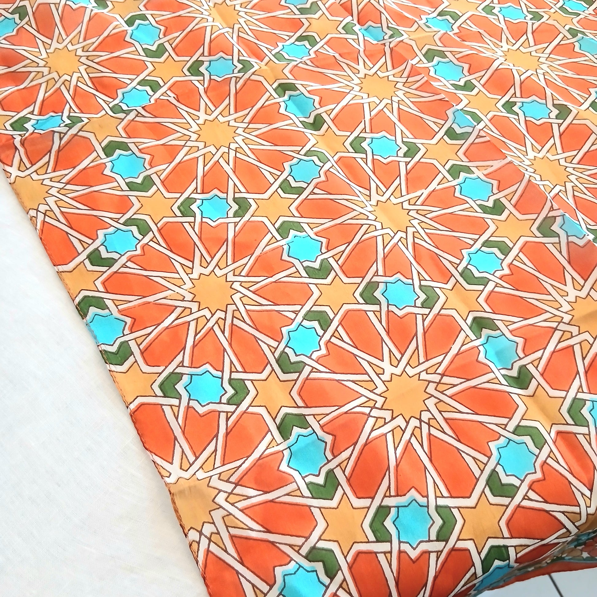 PRE-ORDER Pure Silk Scarf Geometrical Stars Design PS-1141