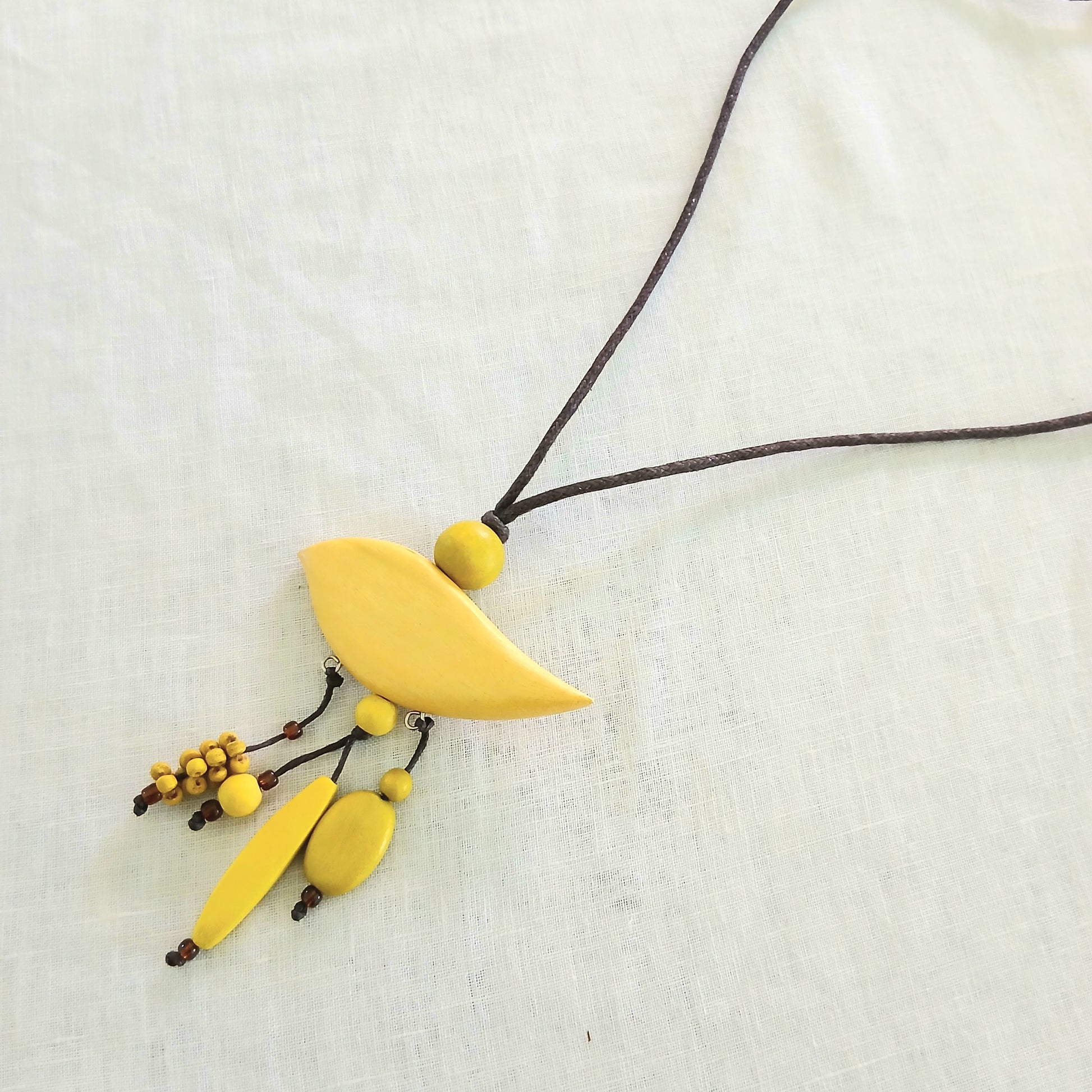 Whimsical Wooden Bird Necklace N6-8405