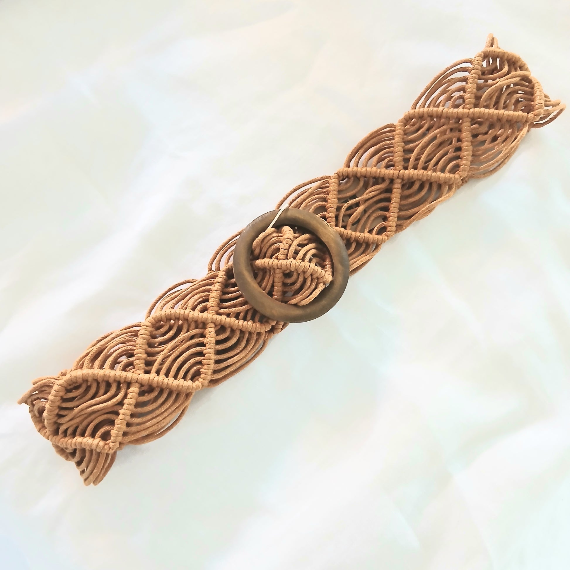 Macrame Belt with Wooden Buckle - 61912