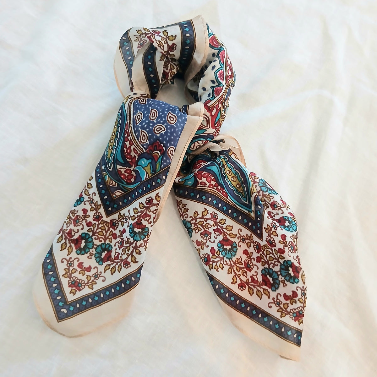 Small Oriental Floral Pure Silk Scarf PS 1174/S COL 1