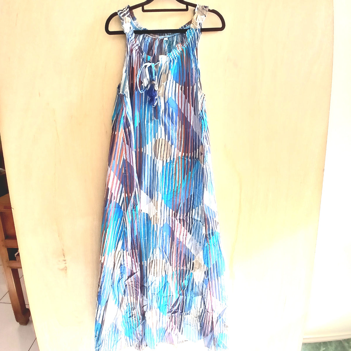 Sleeveless Long Cotton Dress 67032 Blue