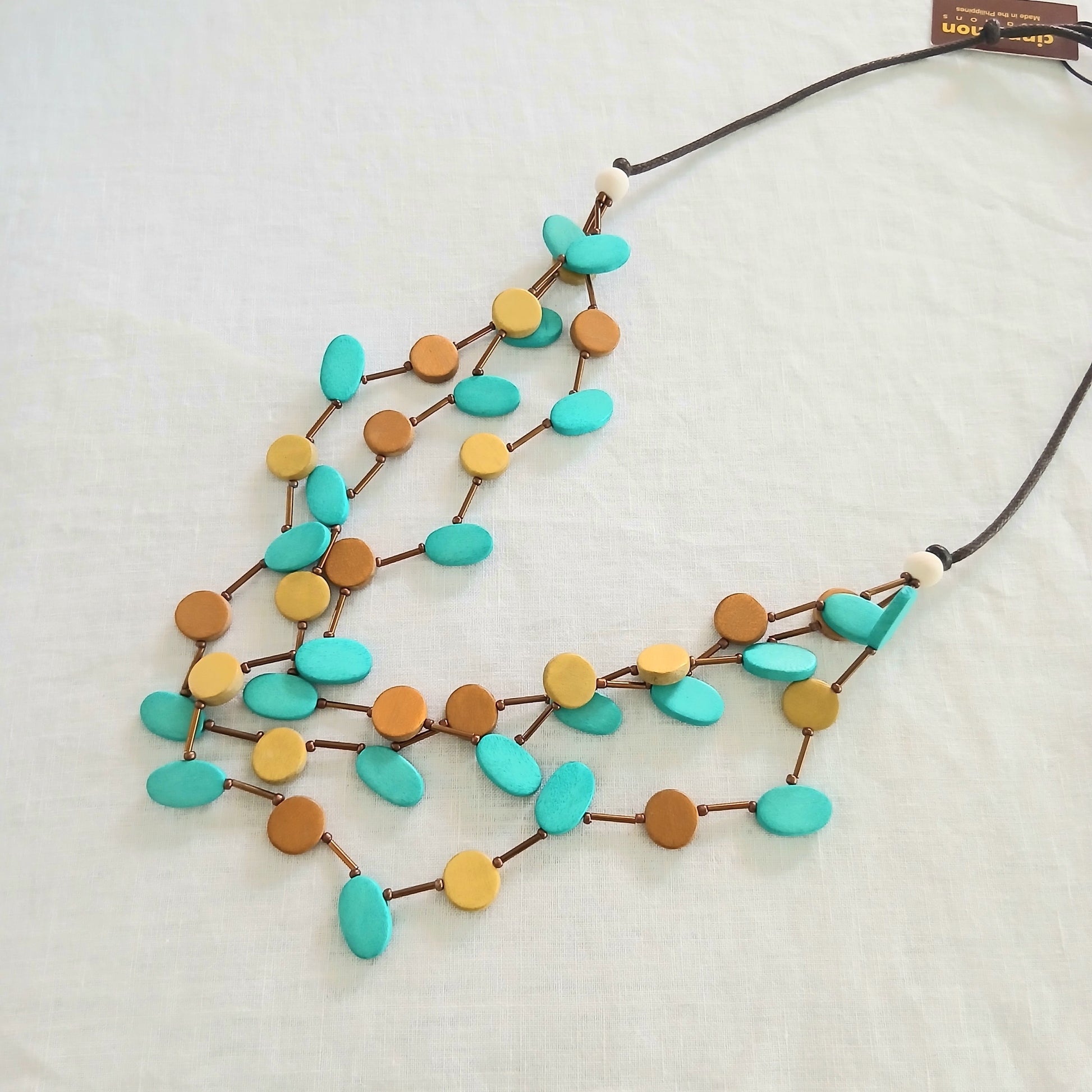 PRE-ORDER Whimsical Wooden Beaded Necklace 3-Layered N7-1392