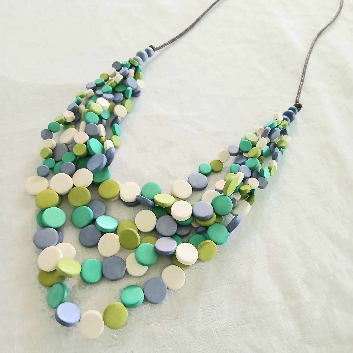 Layered Whimsical with Lots of Little Wooden Beads N7-1465