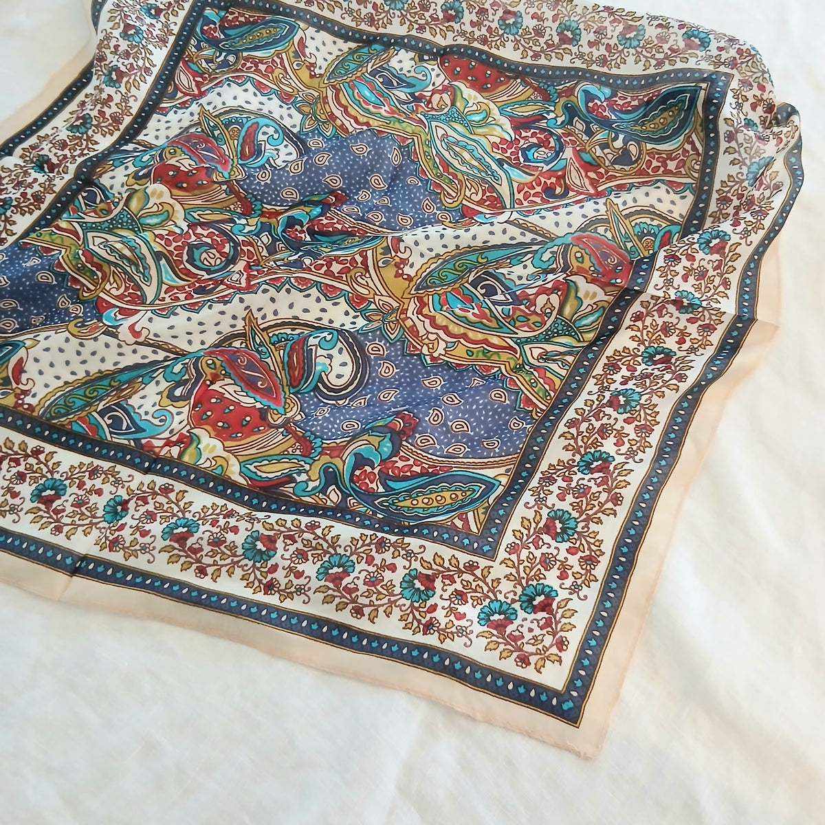 Small Oriental Floral Pure Silk Scarf PS 1174/S COL 1