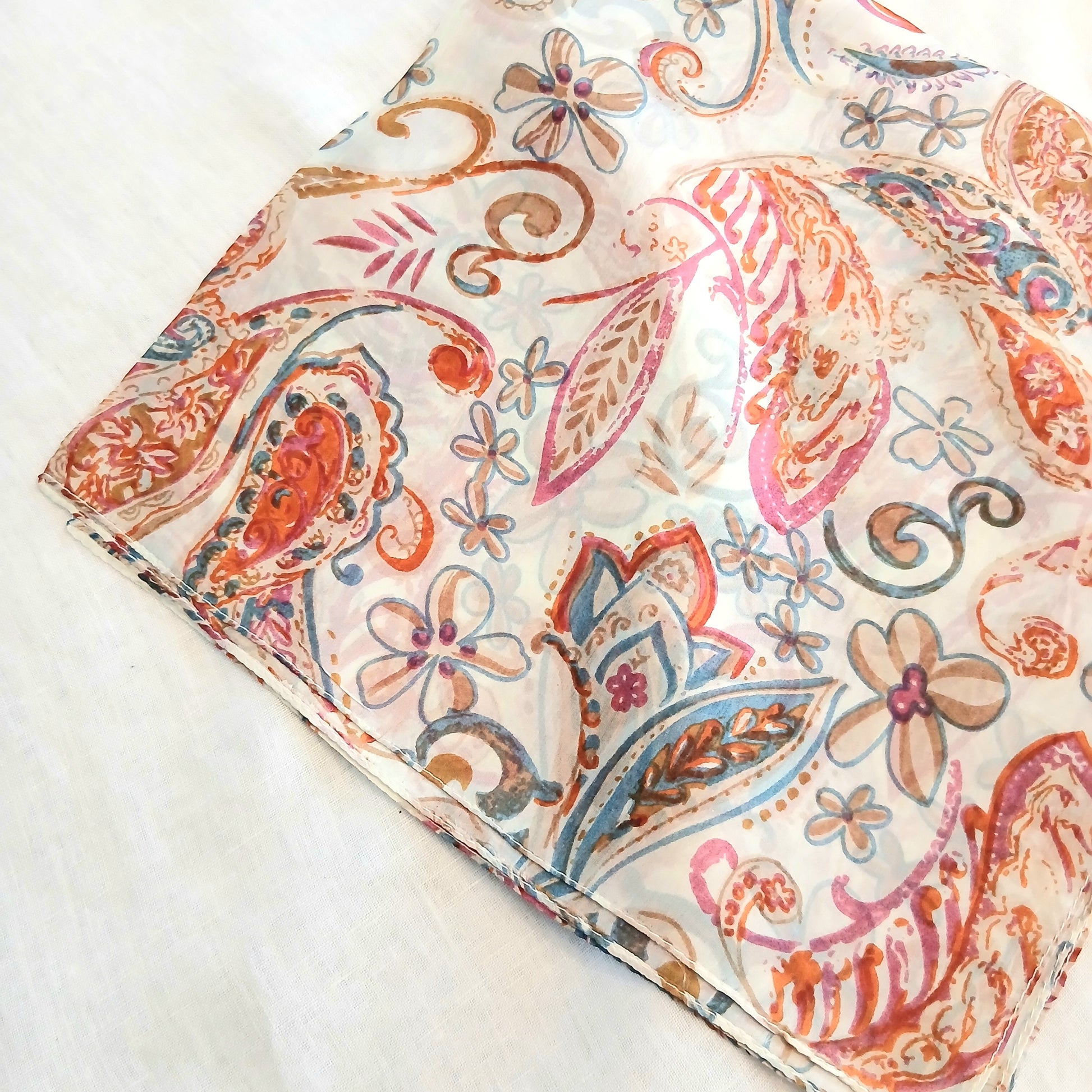 Necktie Silk Scarf - Whimsical Floral Print ZS-1024/S