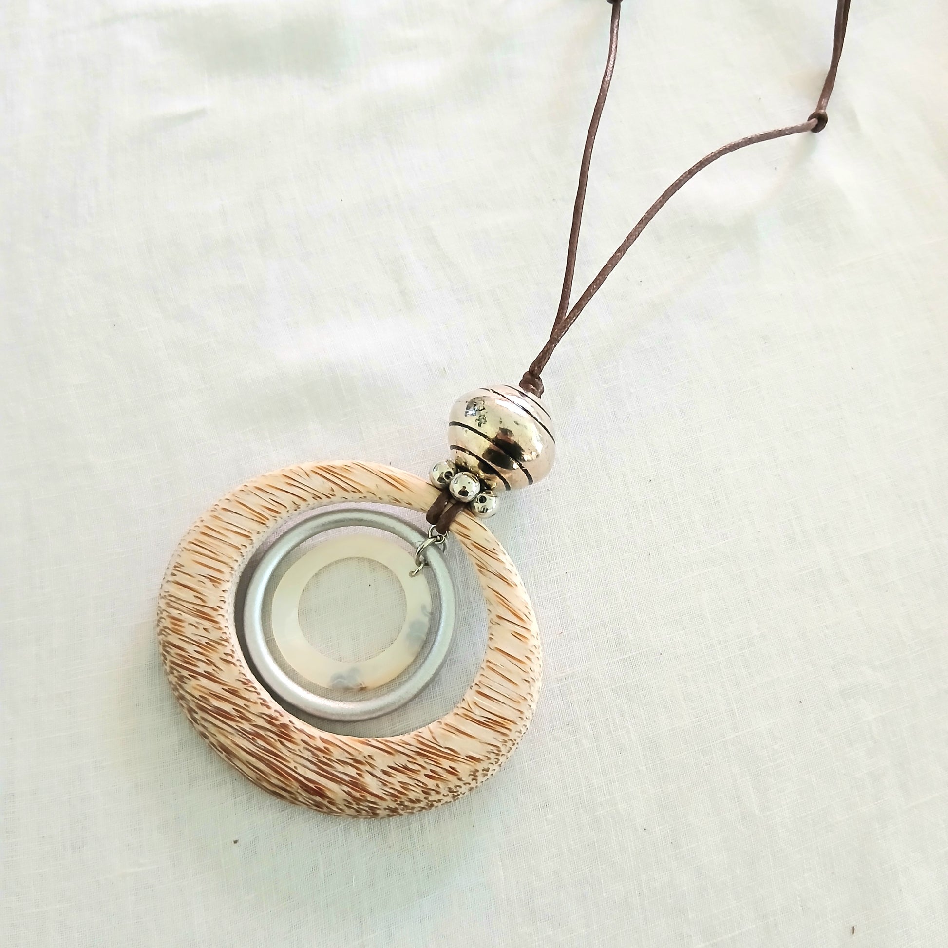 Inspired by the Ocean Wood and Silver Pendant Necklace N1-926MBW
