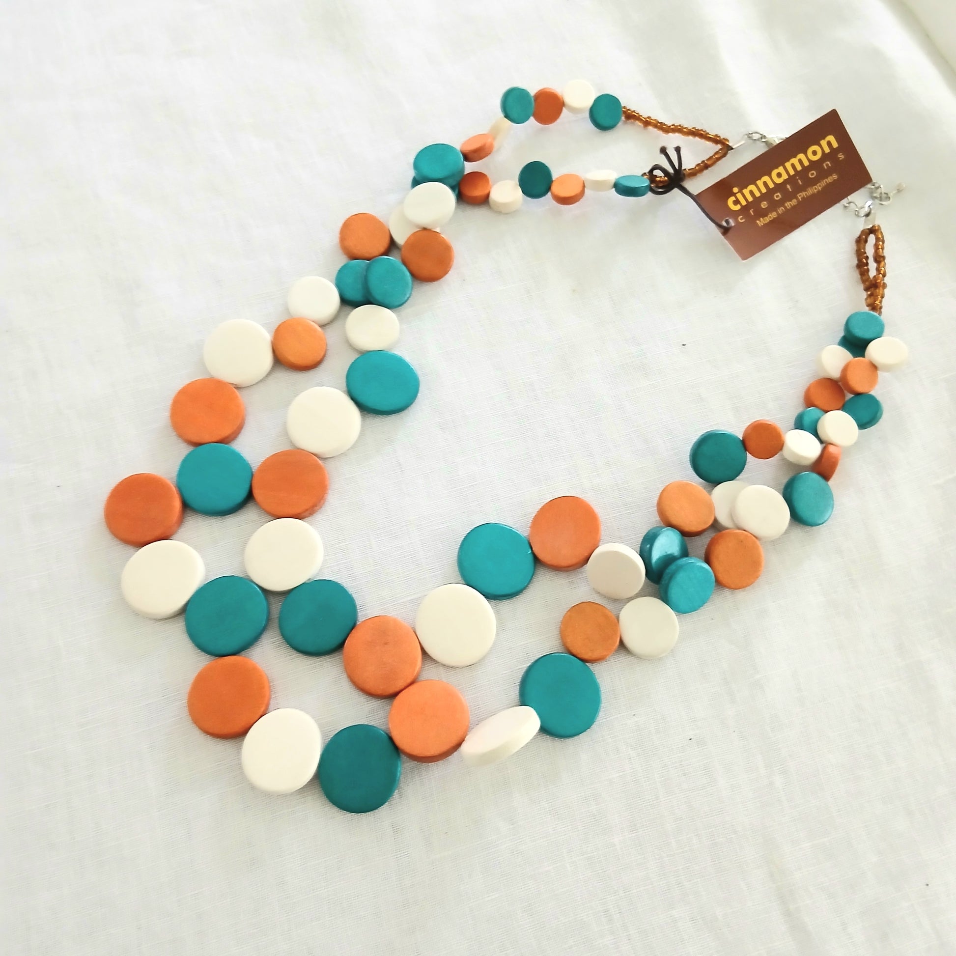Multicoloured and Layered Wooden Beaded Necklace N6-6298