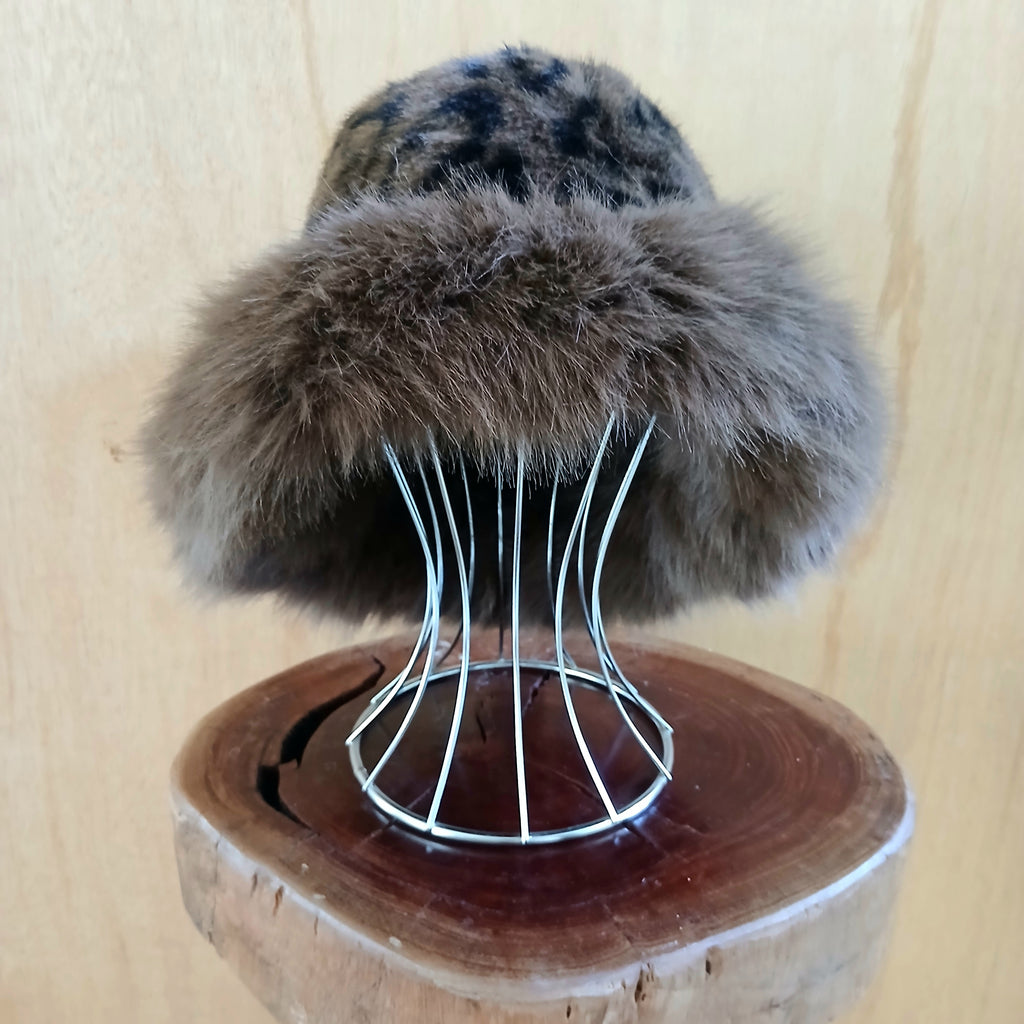 Pre-Order Faux Fur Leopard Bucket Hat with Fur Edge 7527
