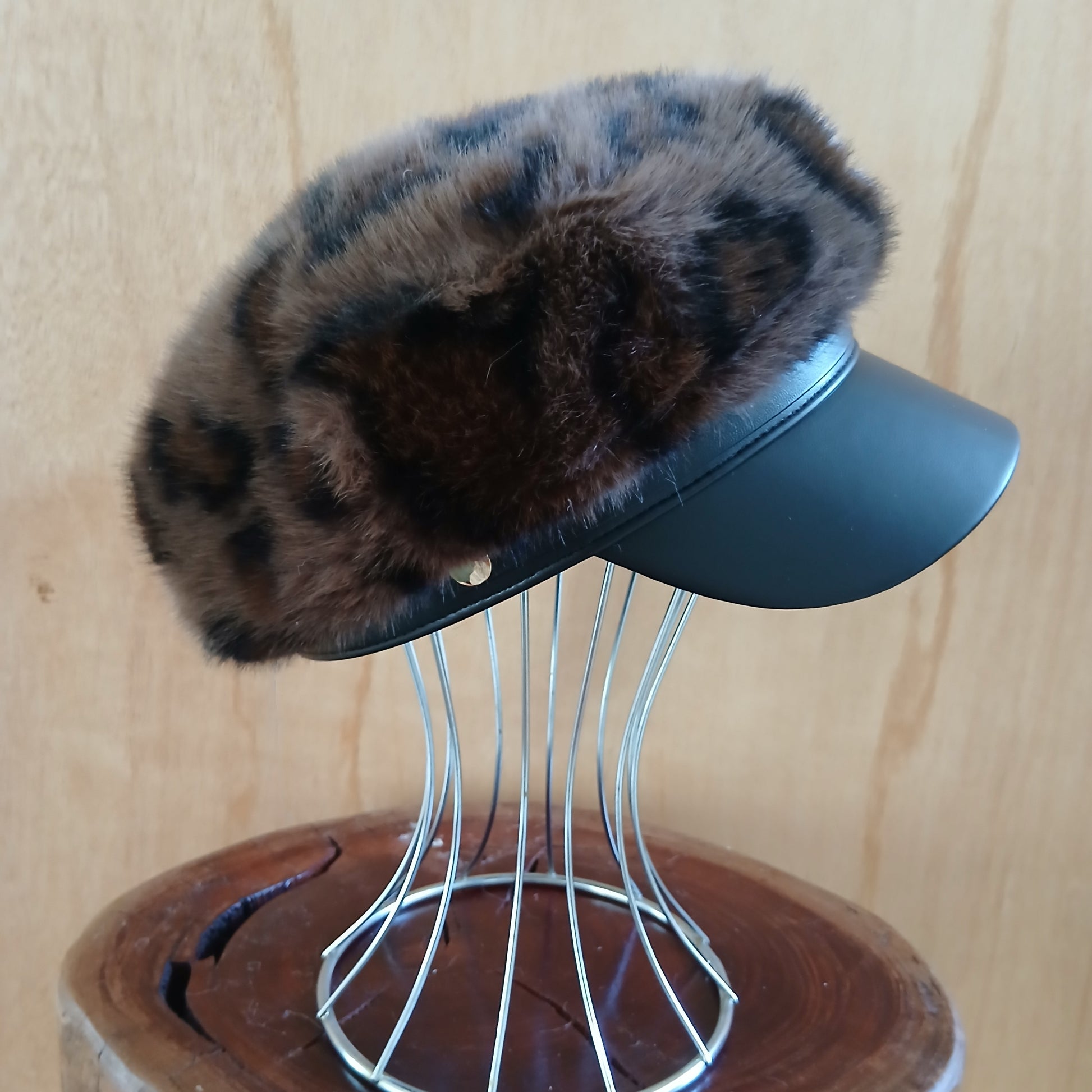 Pre-Order Faux Fur Leopard Cap Classic 7526