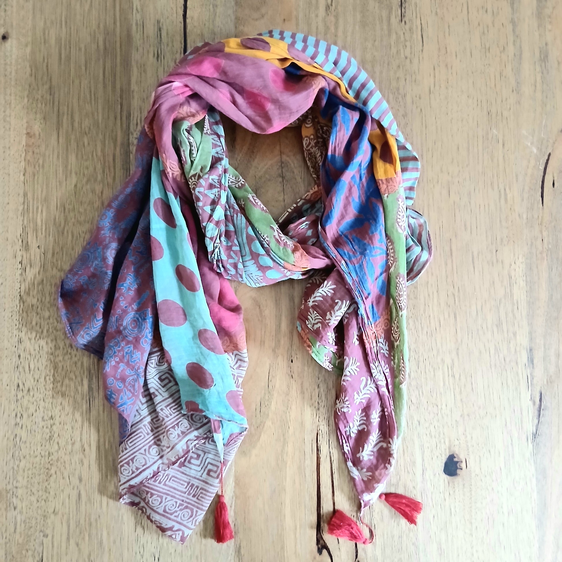 PRE-ORDER Cotton Scarf with Block Prints 67259