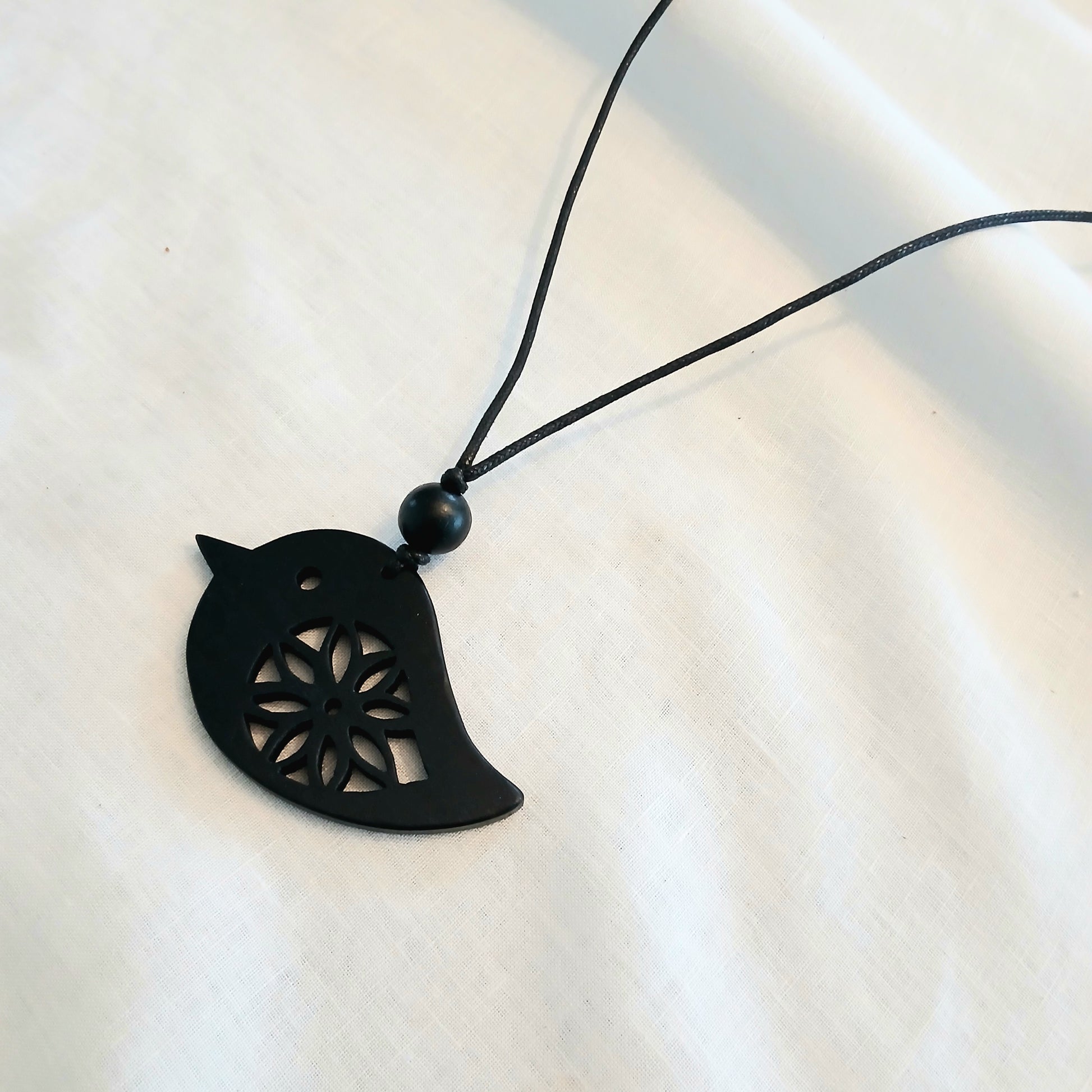 Engraved Little Wooden Bird Necklace N6-2956