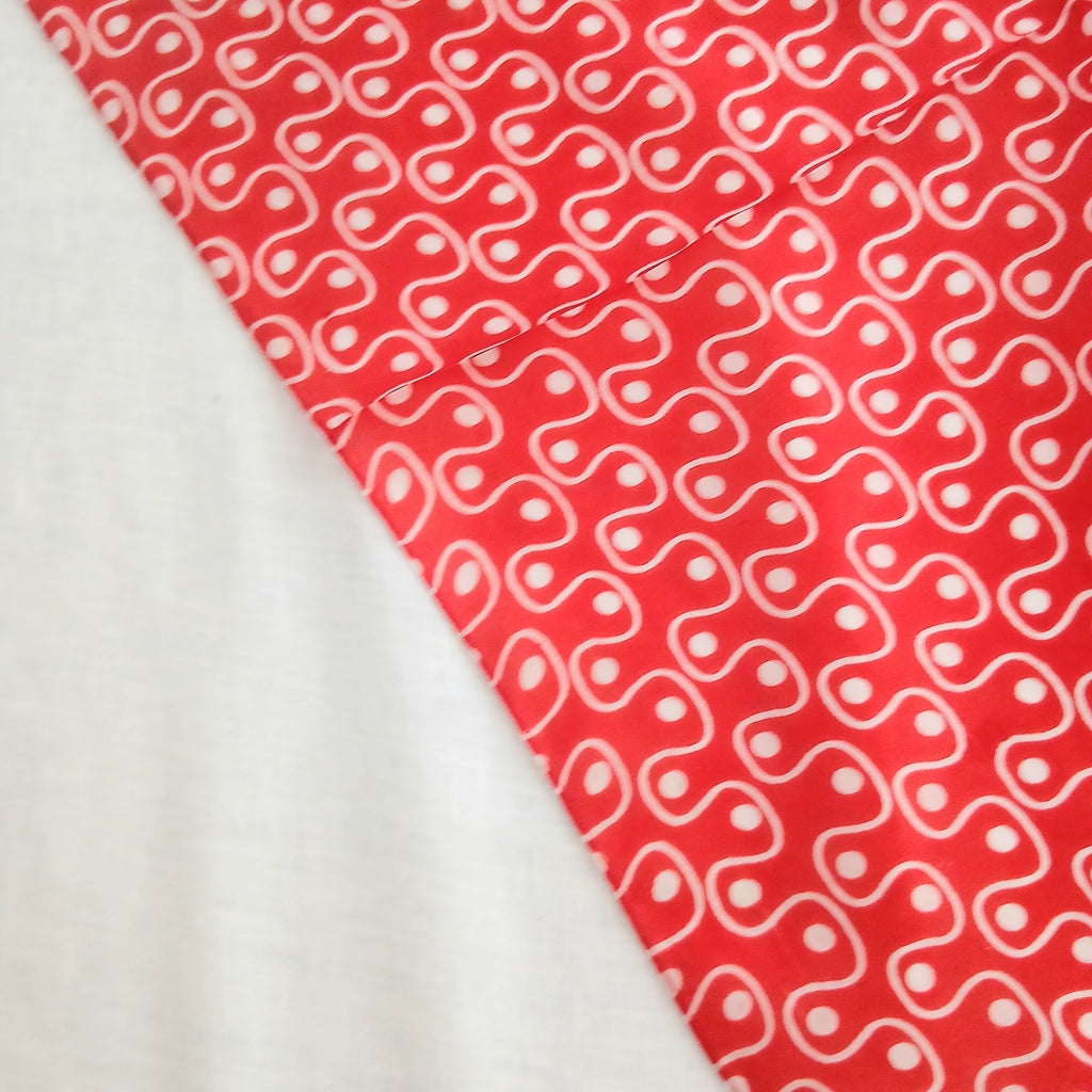 Pure Silk Scarf Circles and Lines Necktie TS-1120 Red Swirls