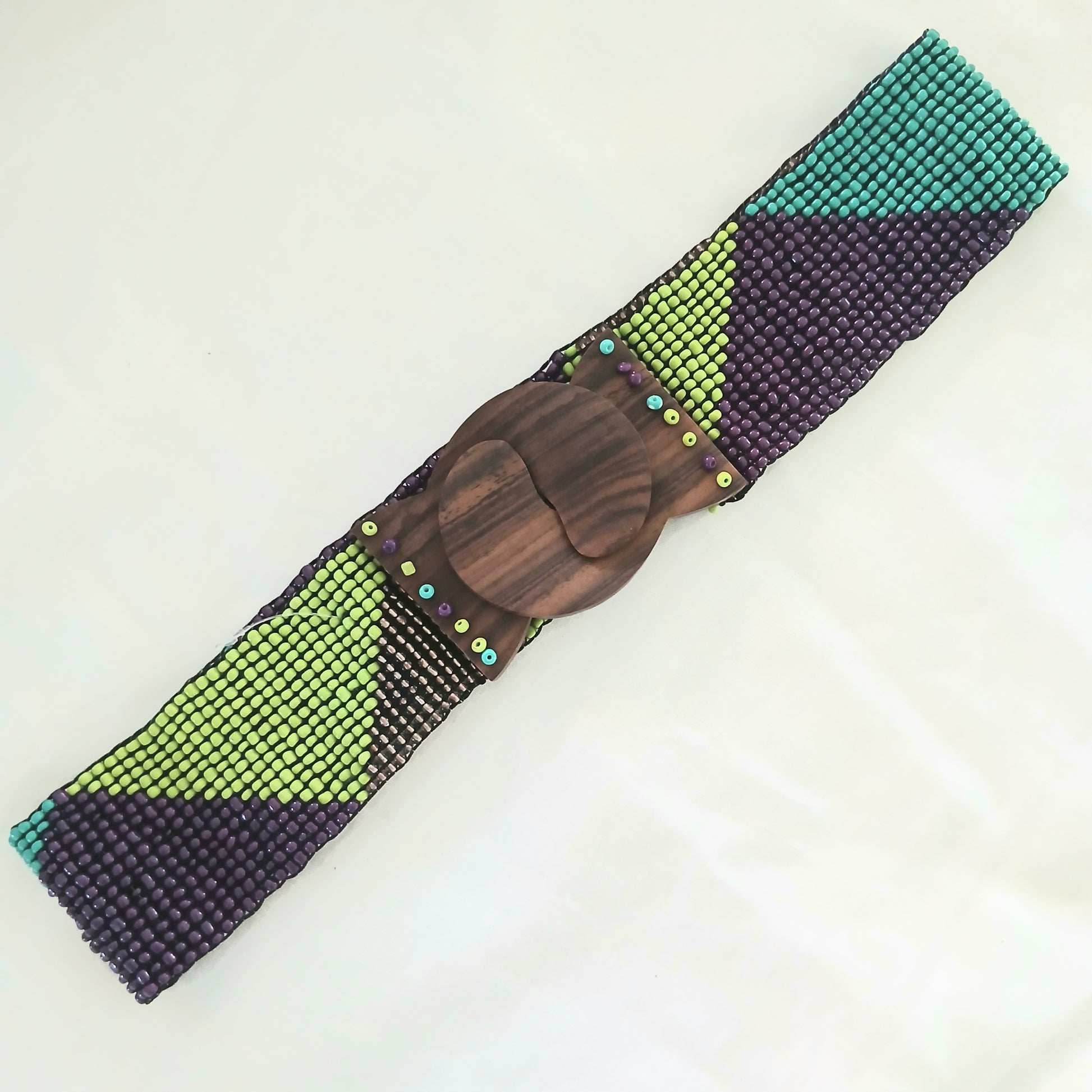 Wide Triangle Pattern Woven Belt - Lilas Fonce 42931