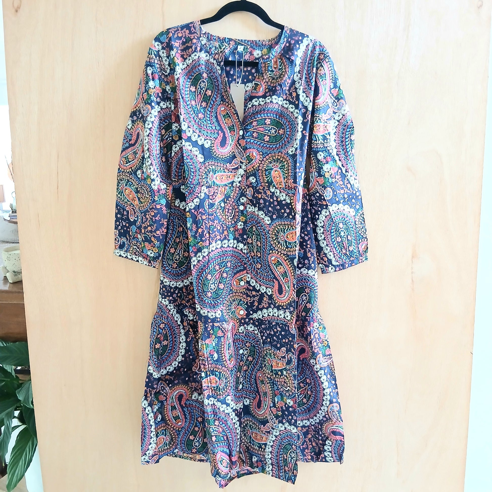 Cotton V-Neck Short Dress 66152 Navy