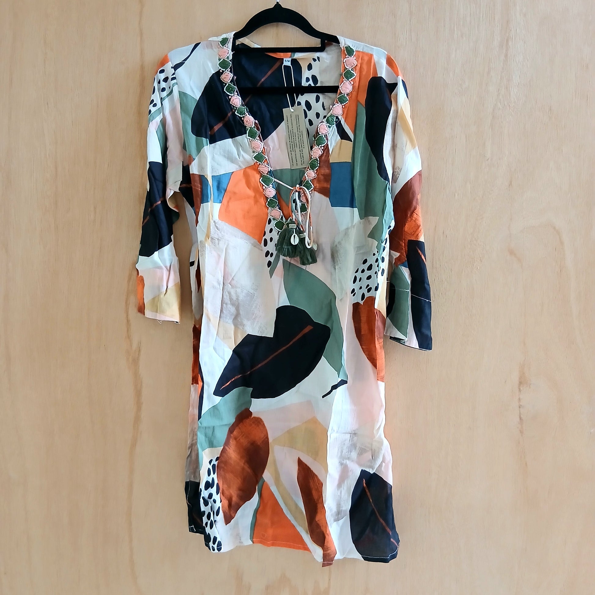 Cotton Tunic 3/4 Sleeves - Vert Fonce 63564