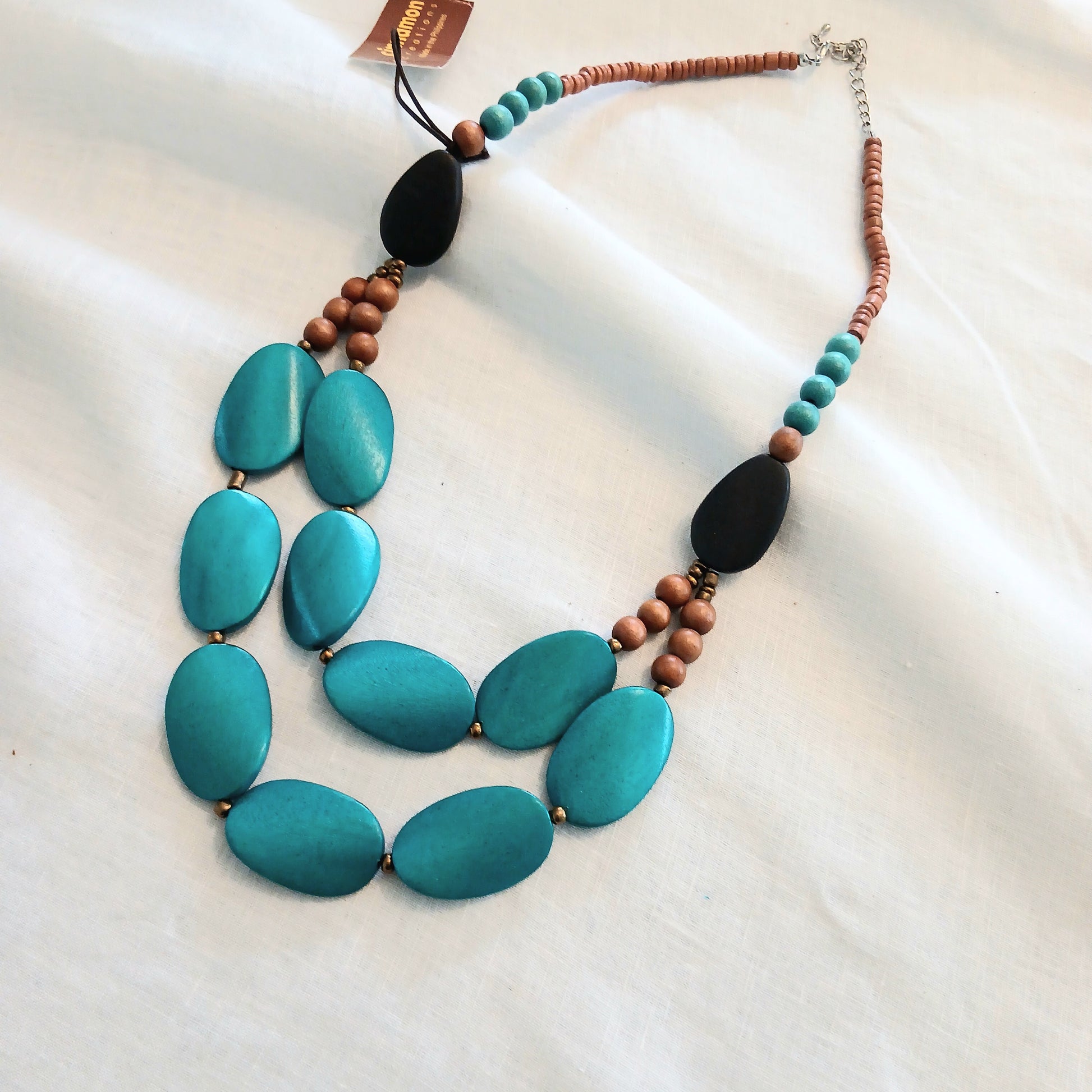 Chunky 2-Layered Wooden Beads Necklace N6-2748