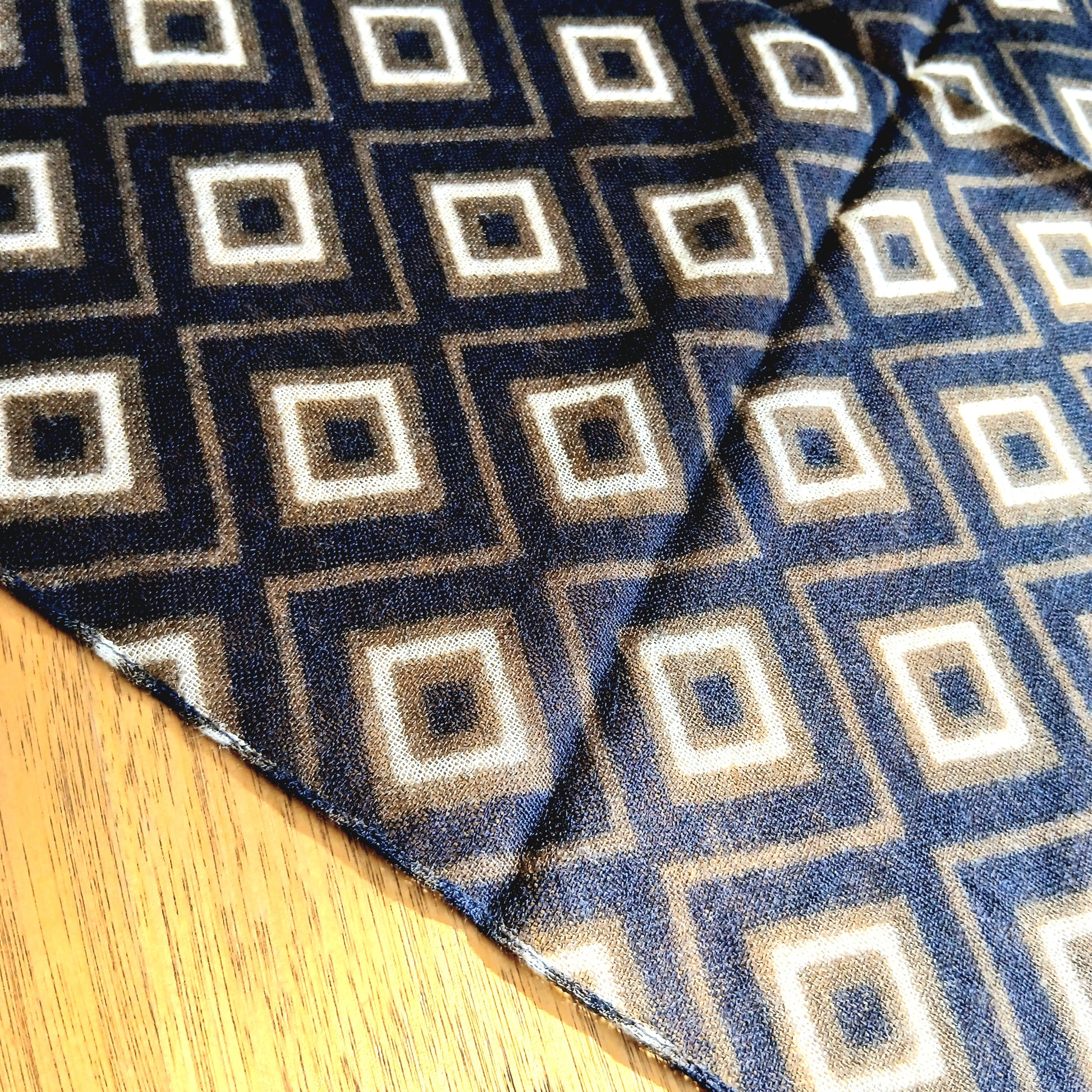 Merino Wool Patterned Scarf - Blue Squares YASH-924