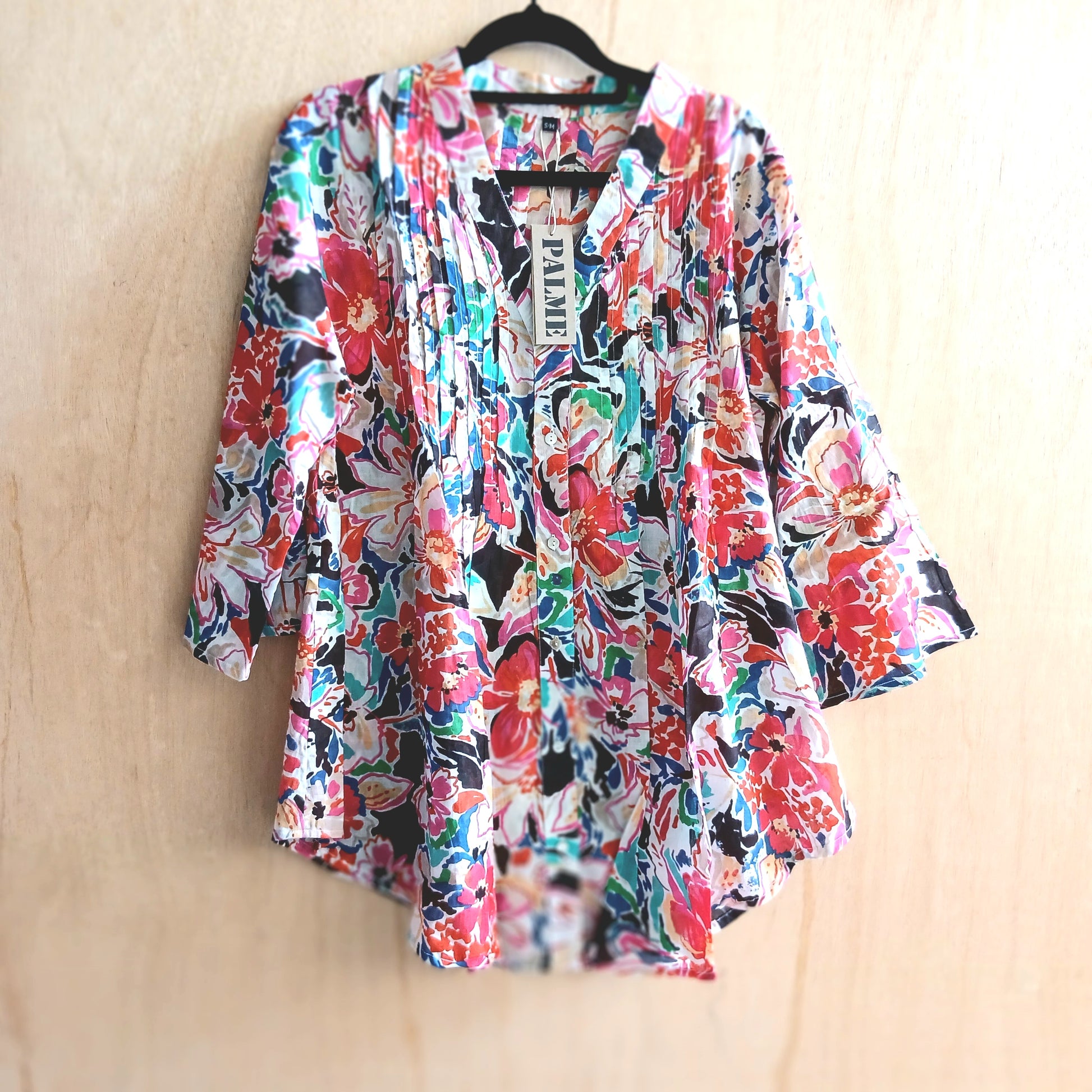 PRE-ORDER Pleated Cotton Printed Shirt 64561
