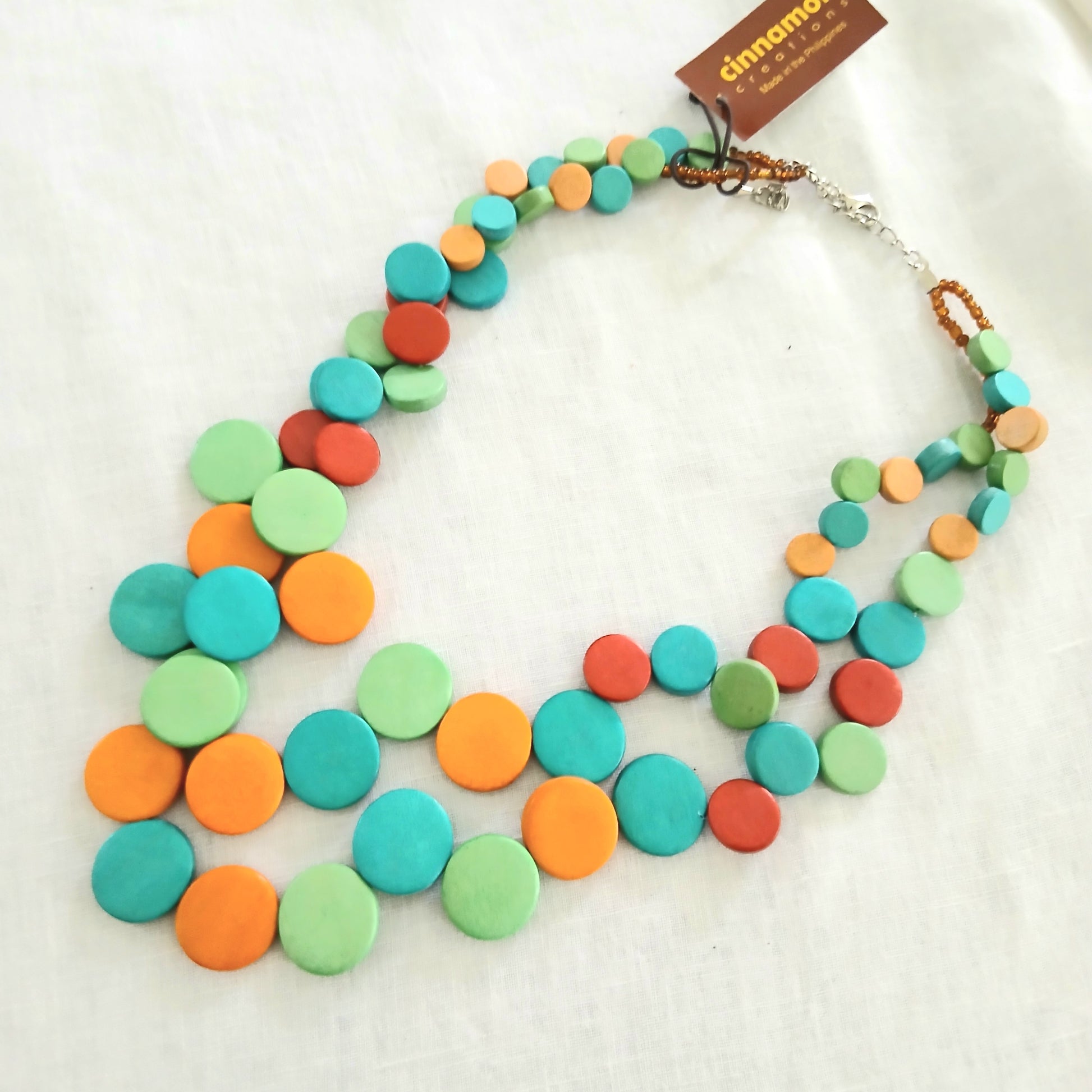 Multicoloured and Layered Wooden Beaded Necklace N6-6298