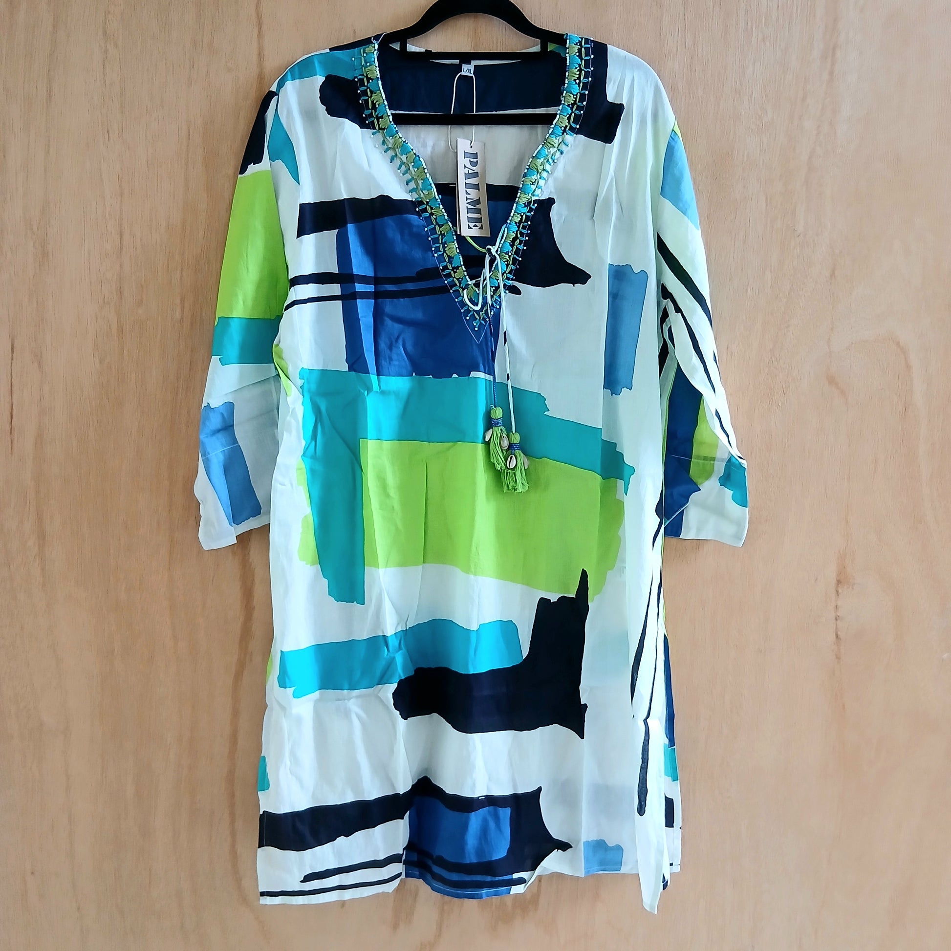 Embroidered V-Neck Tunic 64410 Green