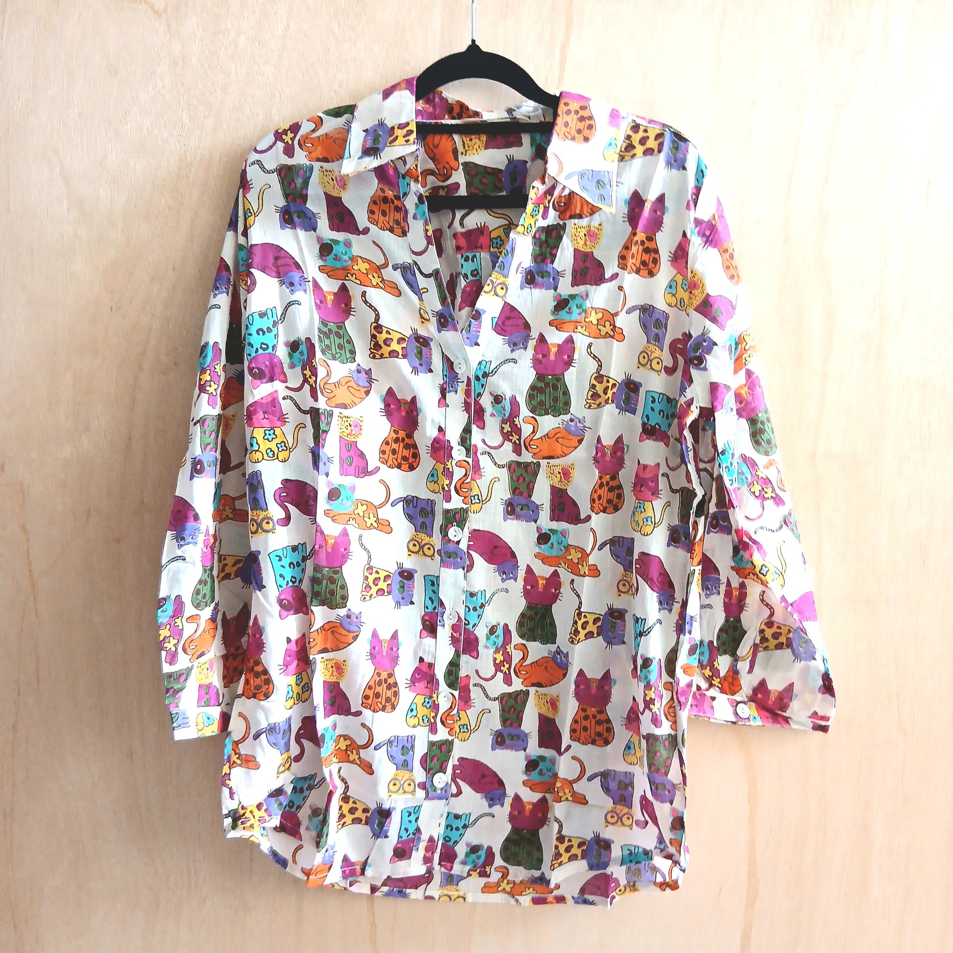 PRE-ORDER V Neck+3/4 Sleeves Cotton Shirt 67141