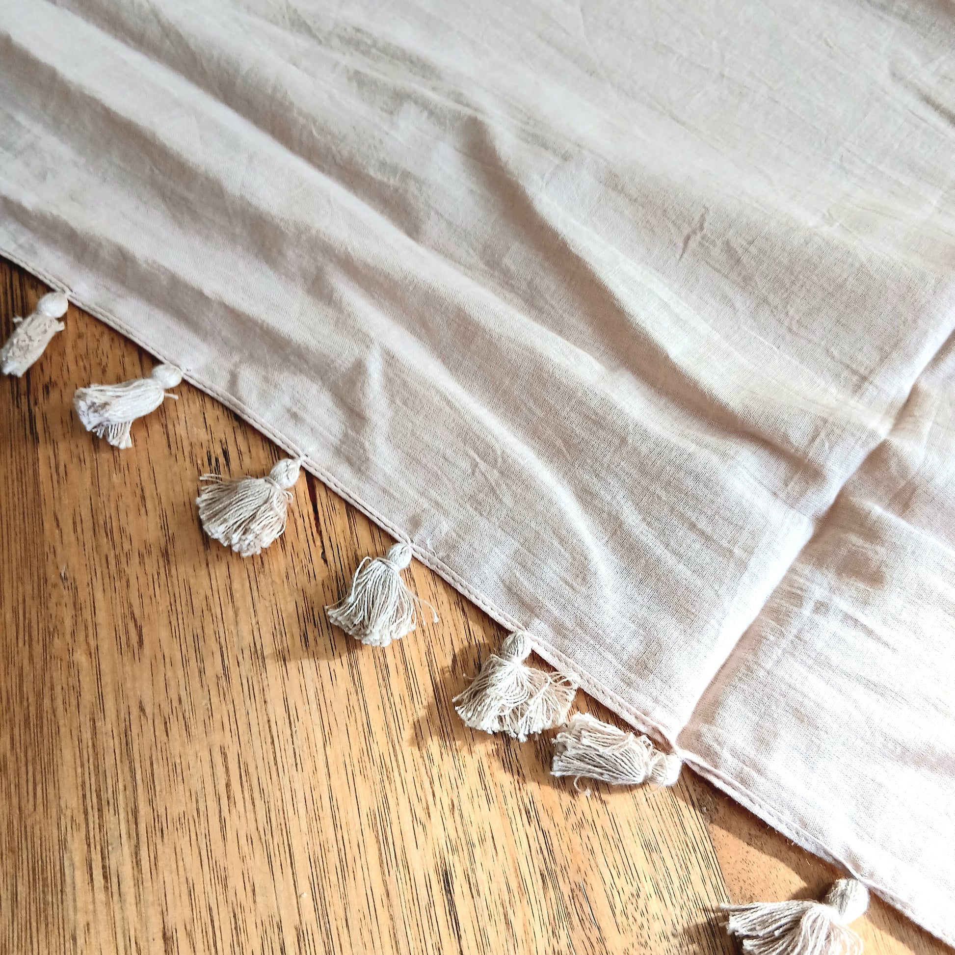 Cotton Tassel Scarf - Taupe 14539