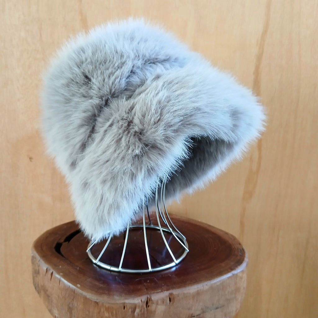Extra Fluffy Faux Fur Bucket Hat Plain 7549