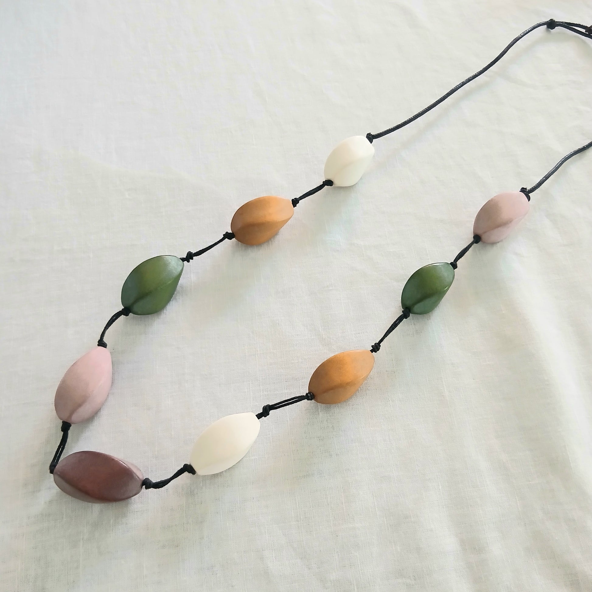 PRE-ORDER Teardrop Large Wooden Beads on Long Necklace N7-1449