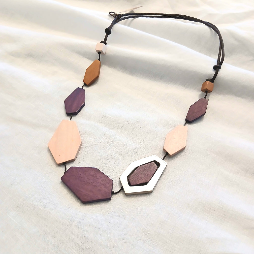 PRE-ORDER Diamond Shaped Wooden Beads and Silver N7-1346