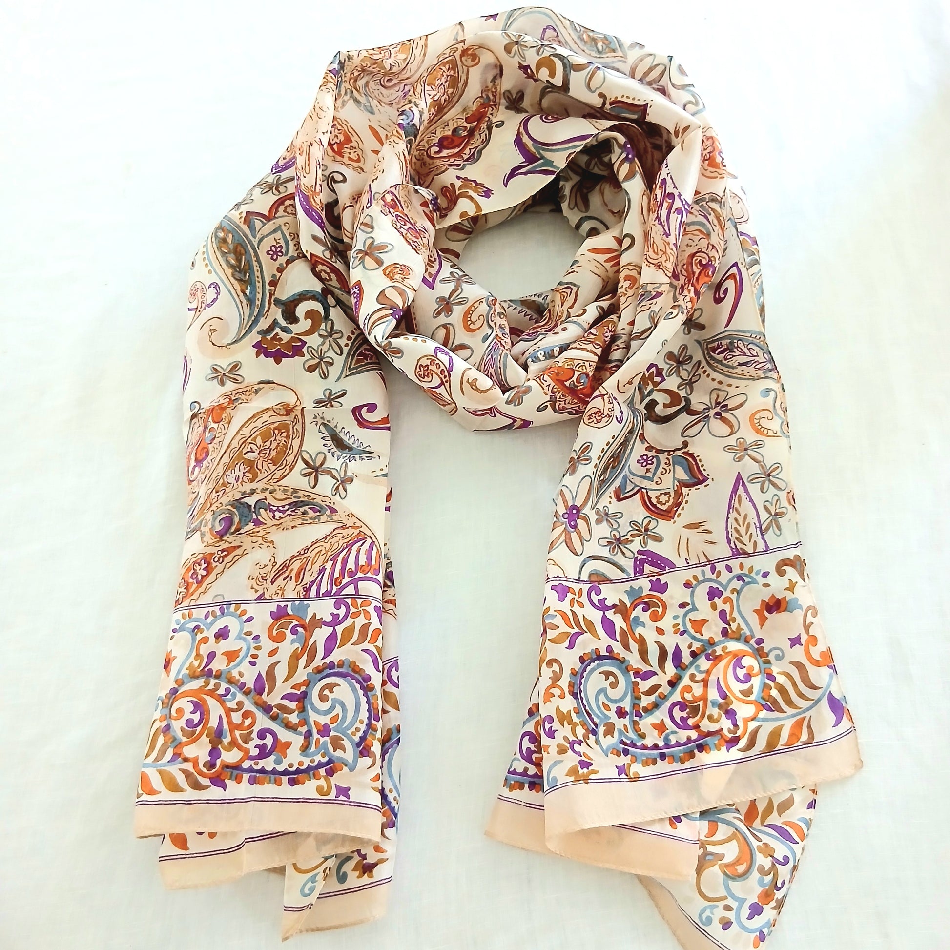 Oriental Floral Silk Scarf WS 1071/L