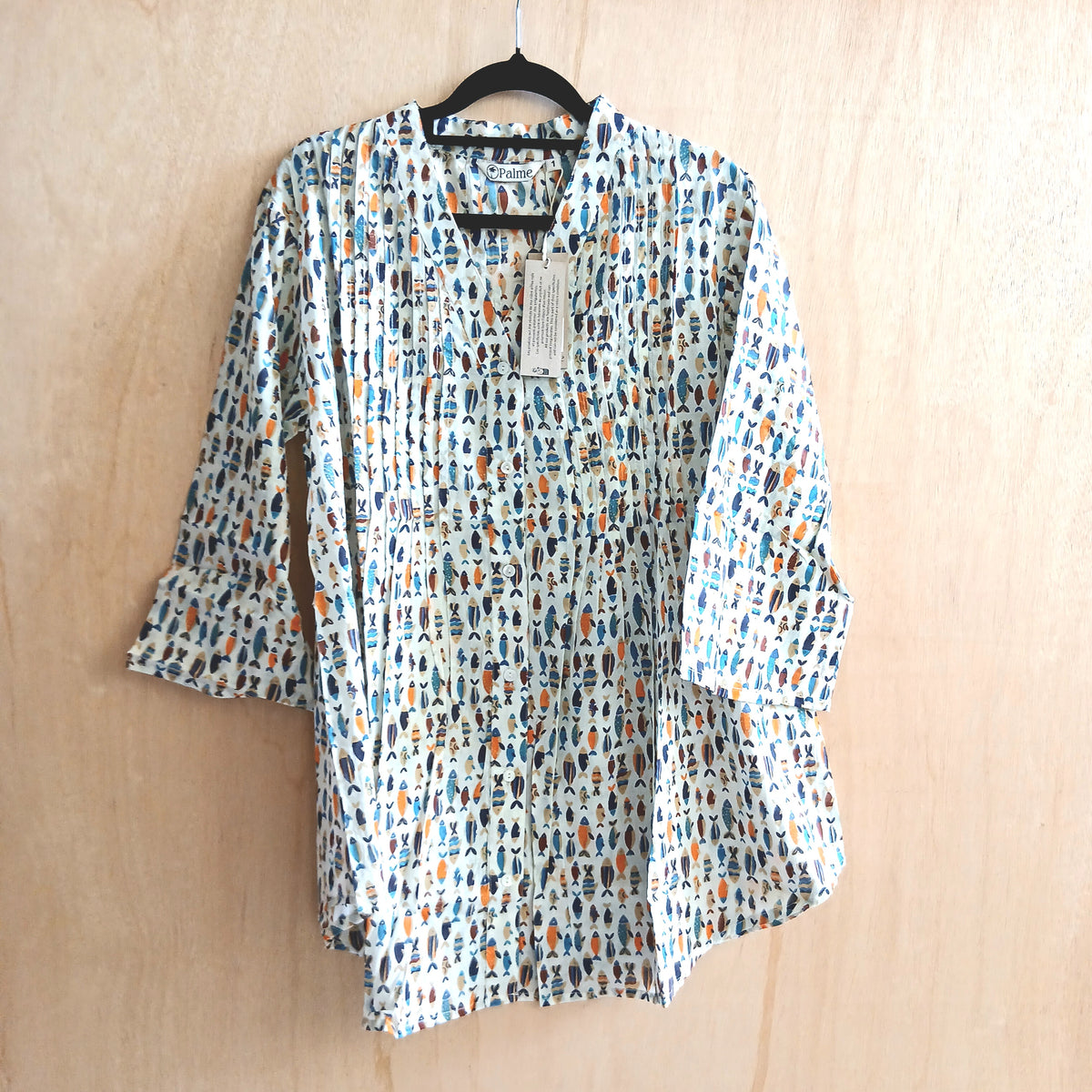 Pleated Cotton Printed Shirt 67149 Sardines