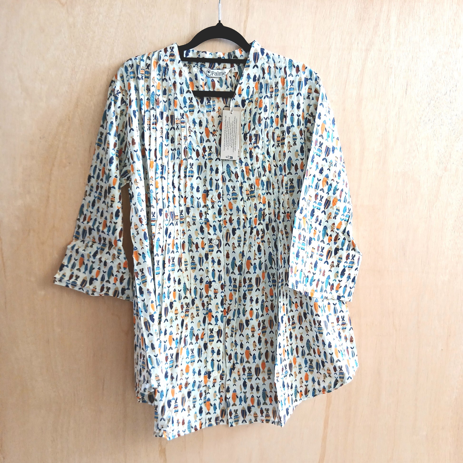 PRE-ORDER Pleated Cotton Printed Shirt 67149
