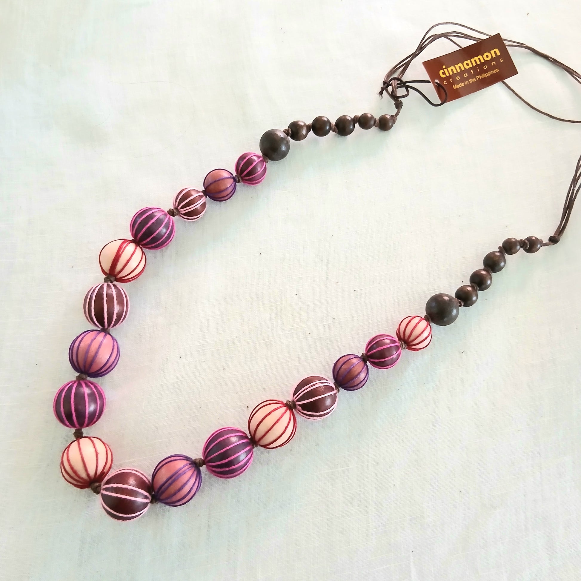 Round Embroidered Beads in Earthy Purple N6-5987JGM