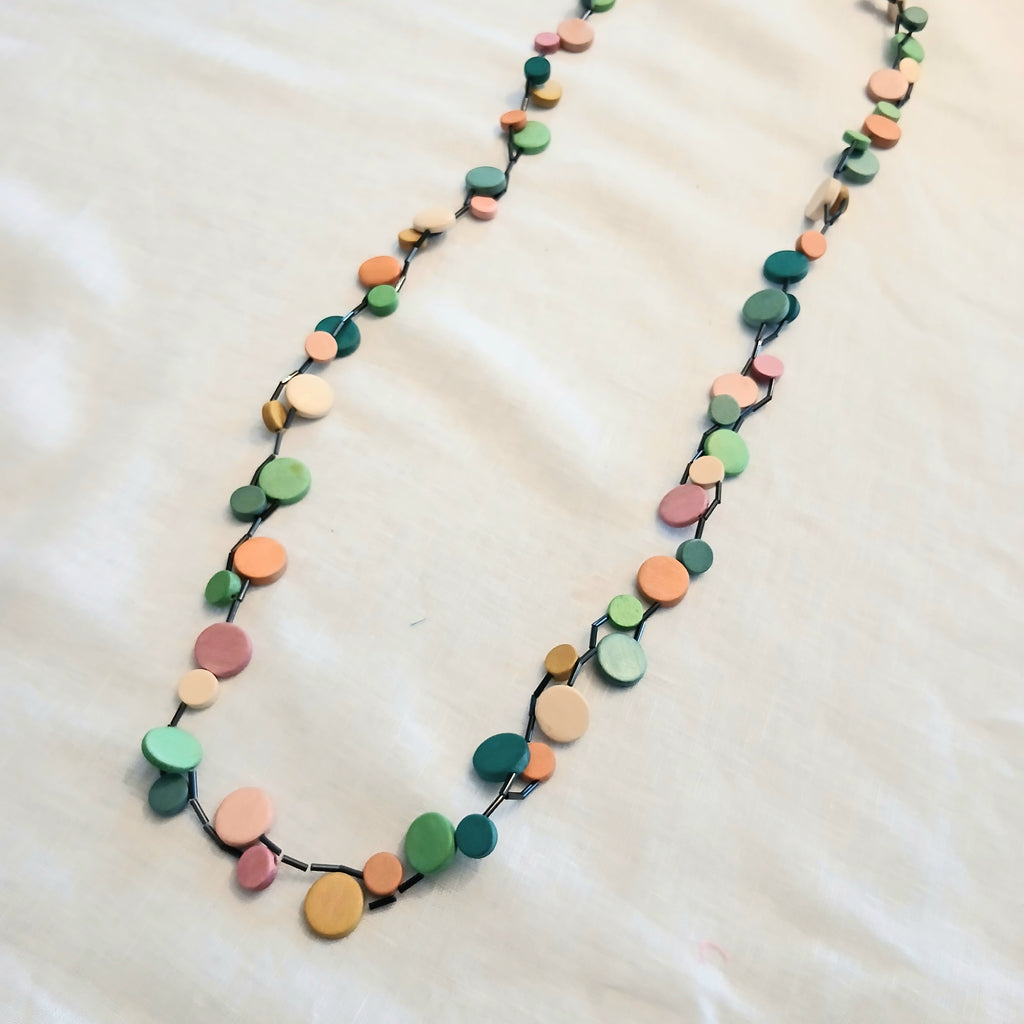 Whimsical Wooden Beaded Long Necklace N6-105X