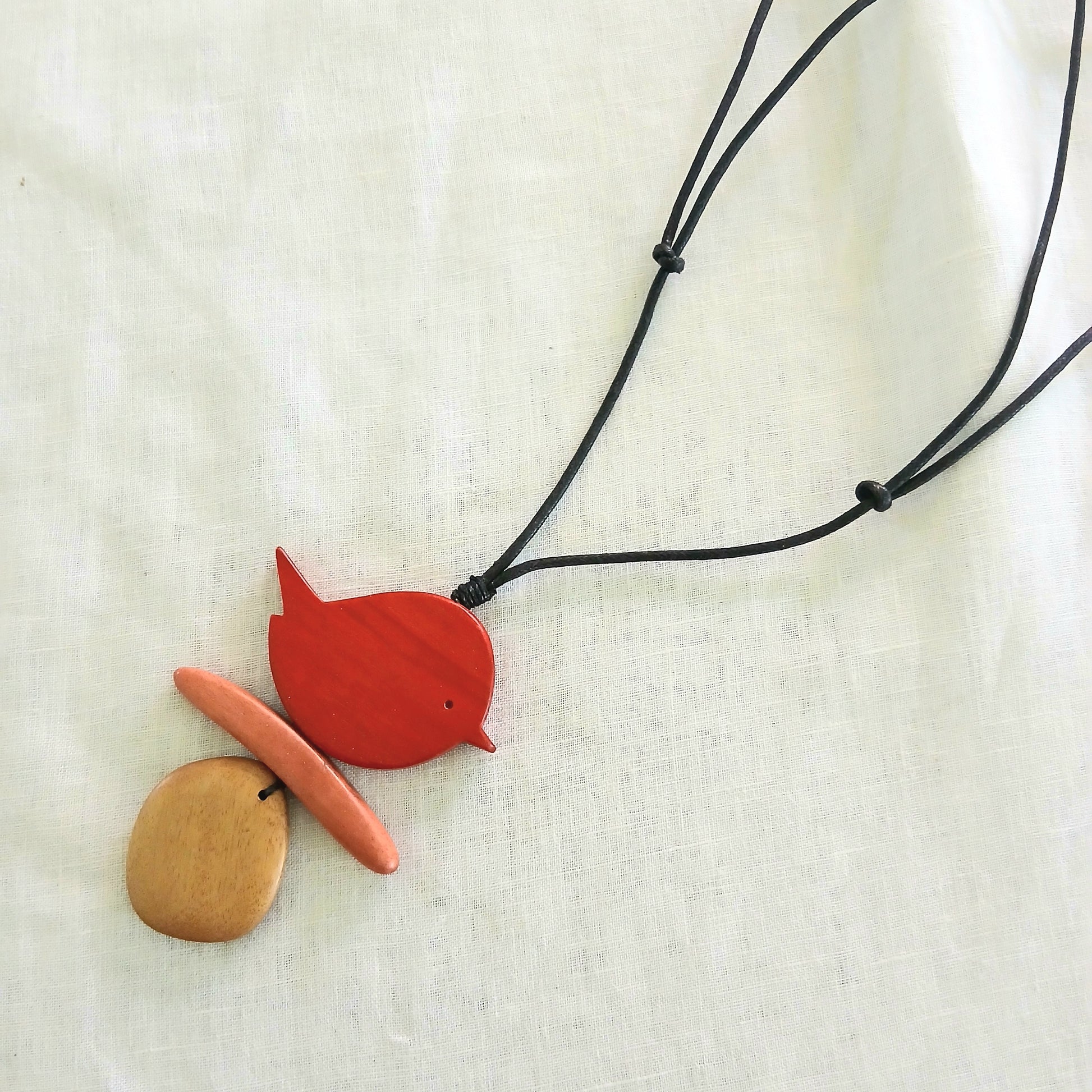 Wooden Birdie on Stick Pendant Necklace N6-6200DH